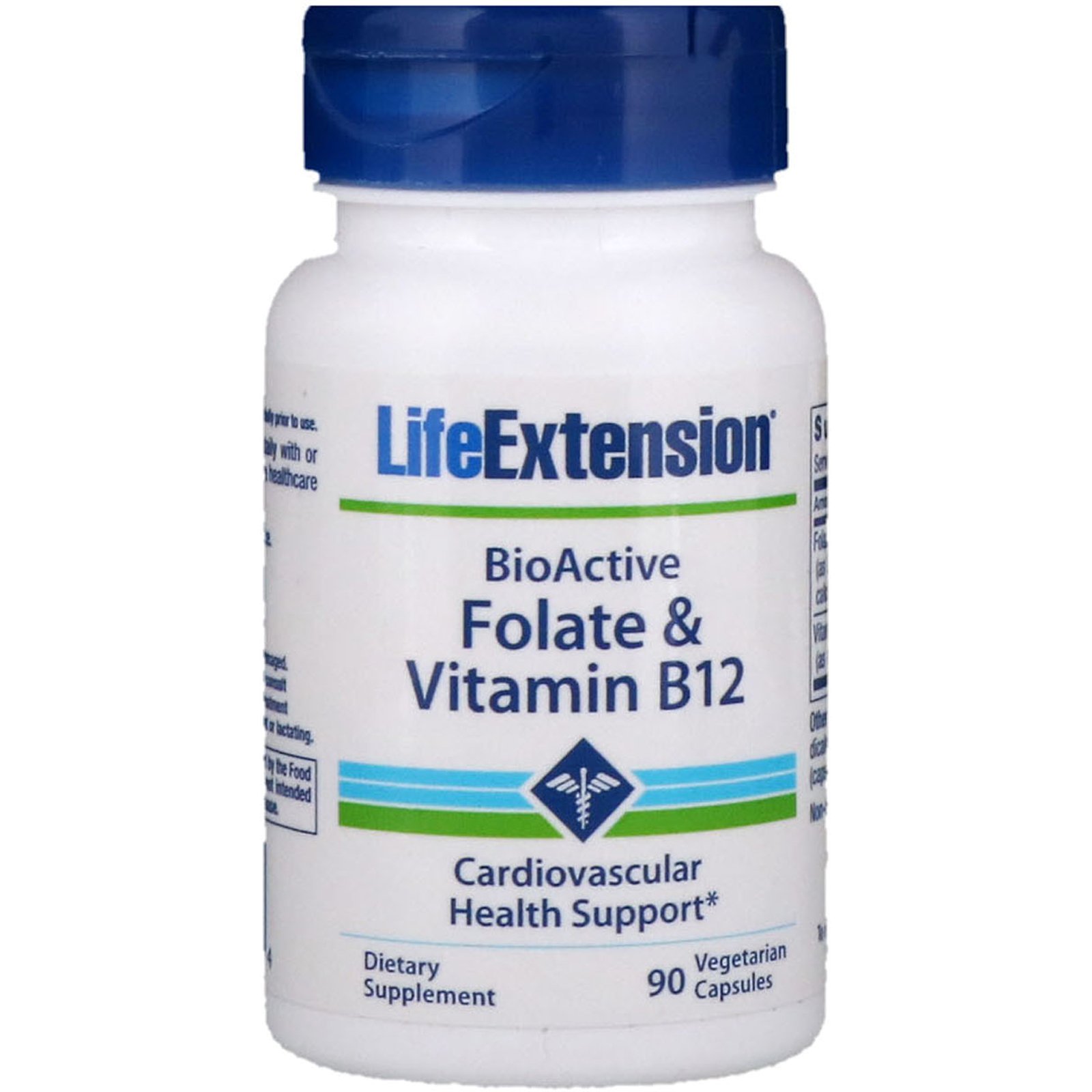 Life Extension, Folato e Vitamina B12 Bioativa, 90 Cápsulas Vegetais