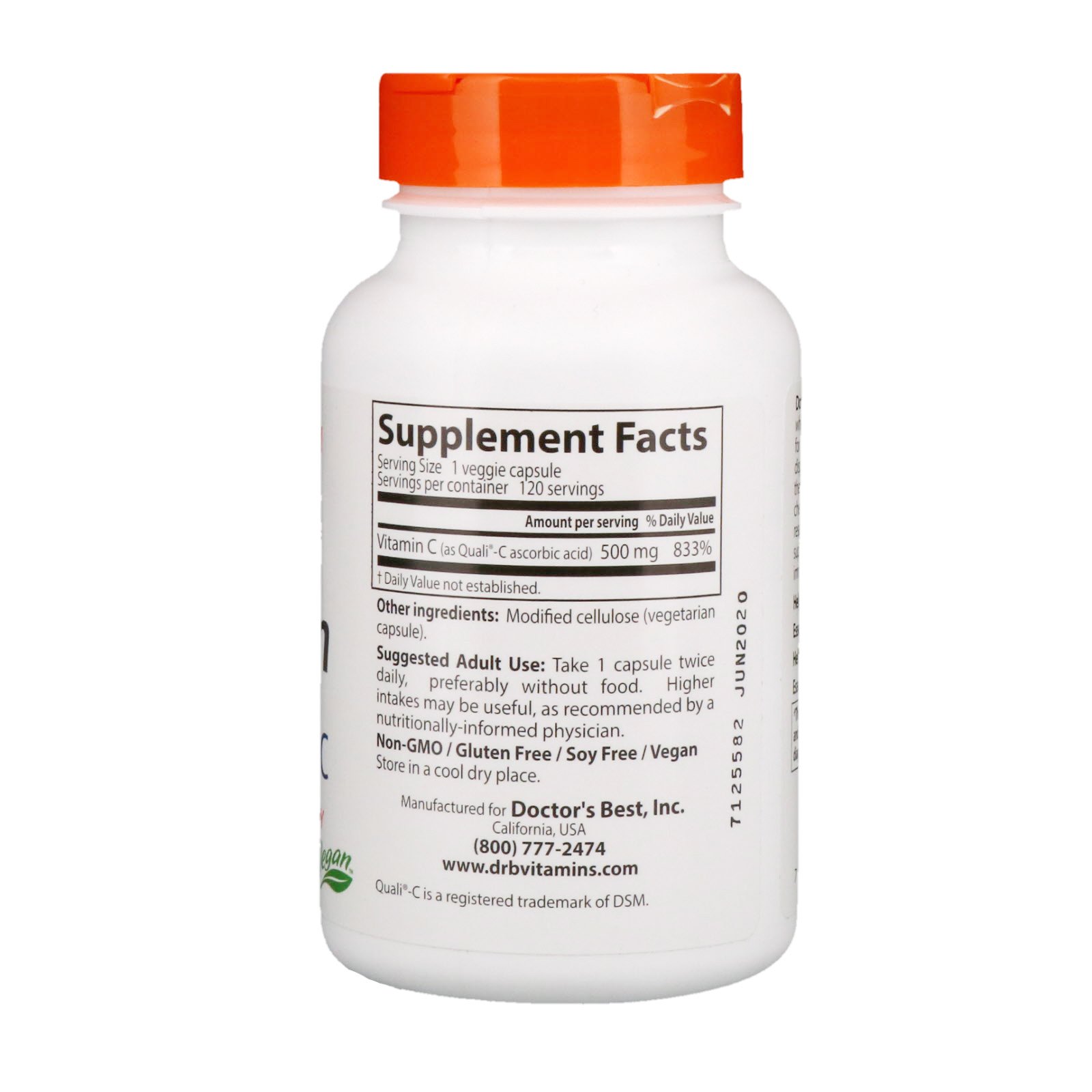 Doctor's Best, Vitamina C com Quali-C, 500 mg, 120 Cápsulas Vegetarianas - Imagem 2