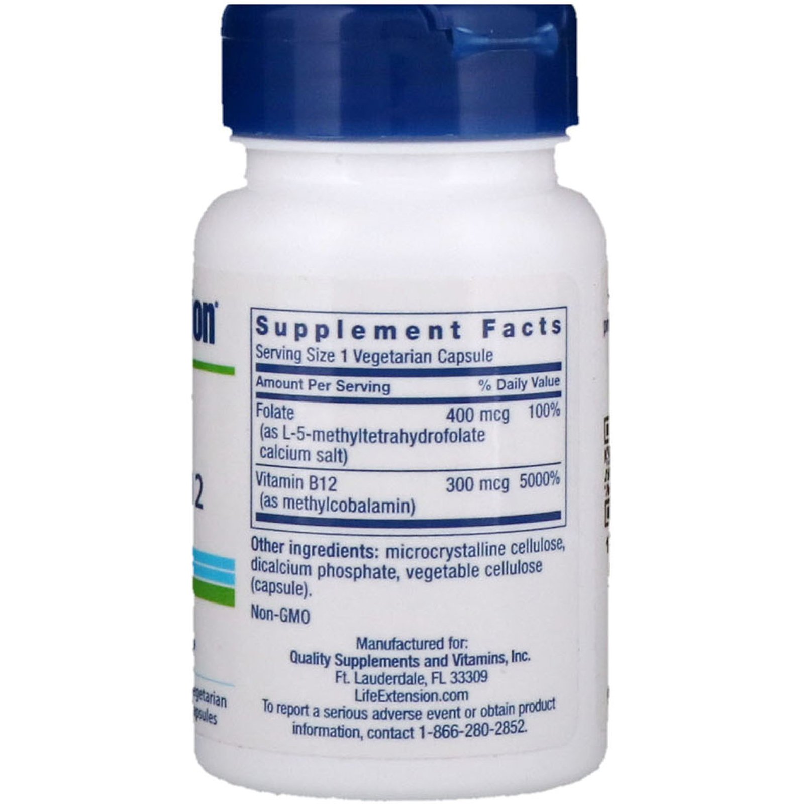 Life Extension, Folato e Vitamina B12 Bioativa, 90 Cápsulas Vegetais - Imagem 2