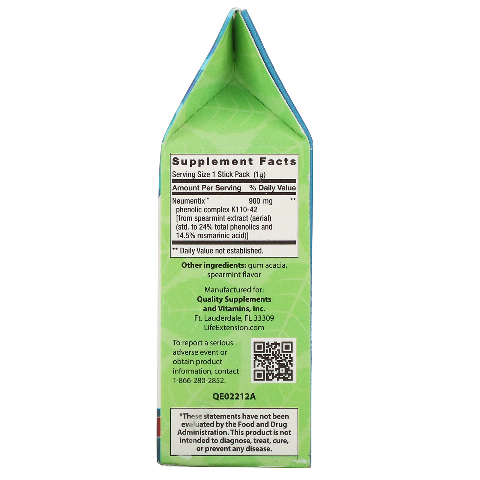 Life Extension, Neumentix, Focus Tea, Spearmint, 14 Stick Packs - Imagem 2