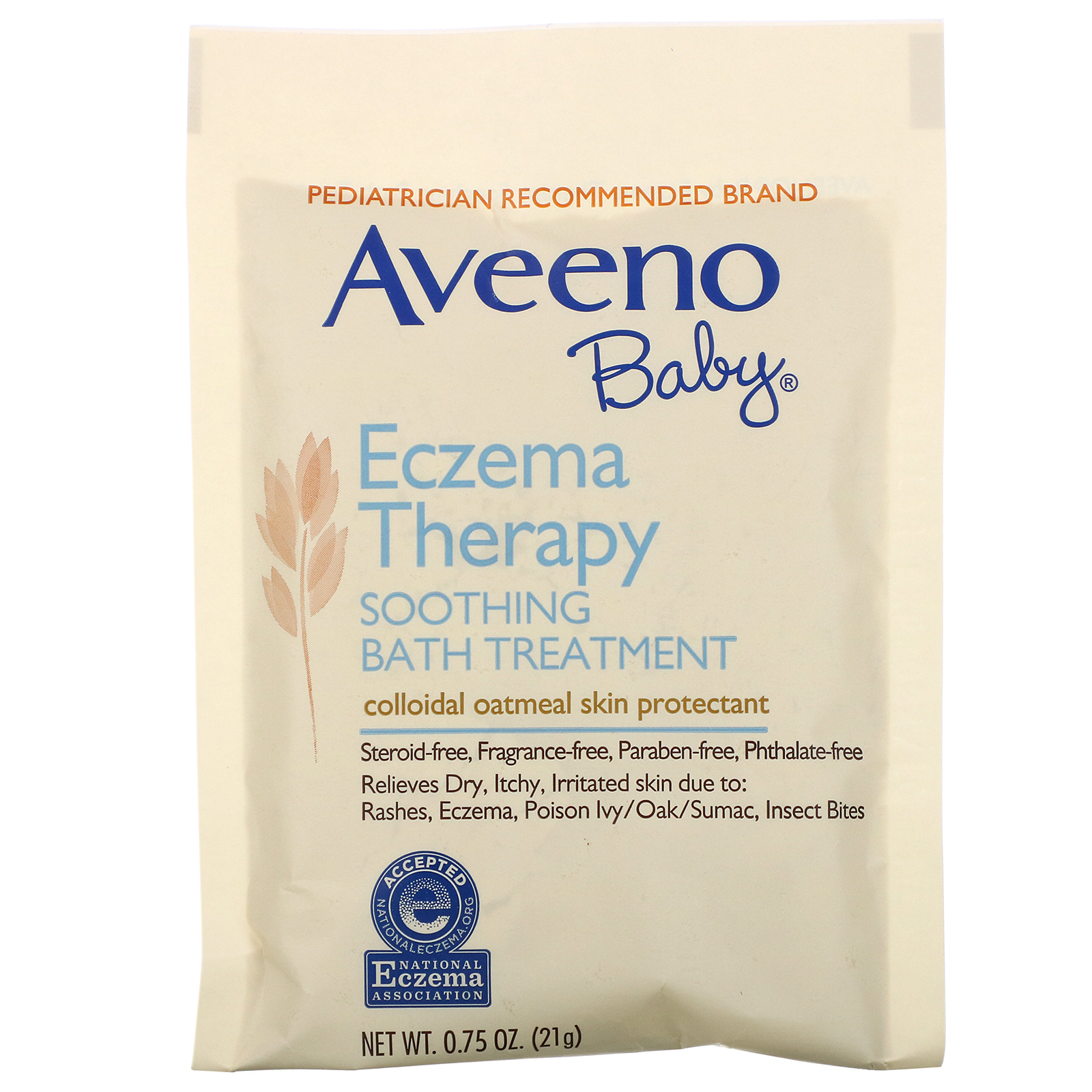 Aveeno, Baby, Tratamento para Eczema, Cuidado Intensivo para o Banho, Sem Fragrância, 5 Pacotes de Banho, 106 g (3,75 oz)