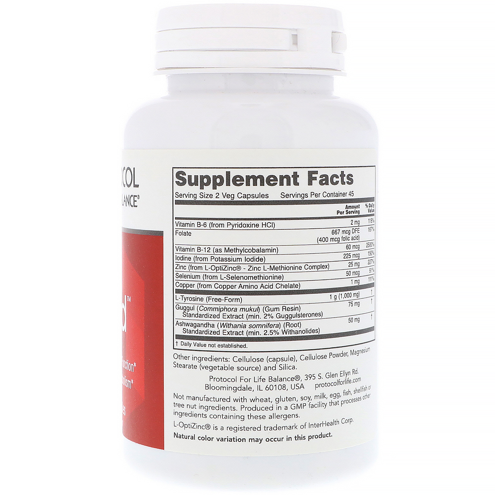 Protocol for Life Balance, Ortho Thyroid, 90 Cápsulas Vegetais - Imagem 2