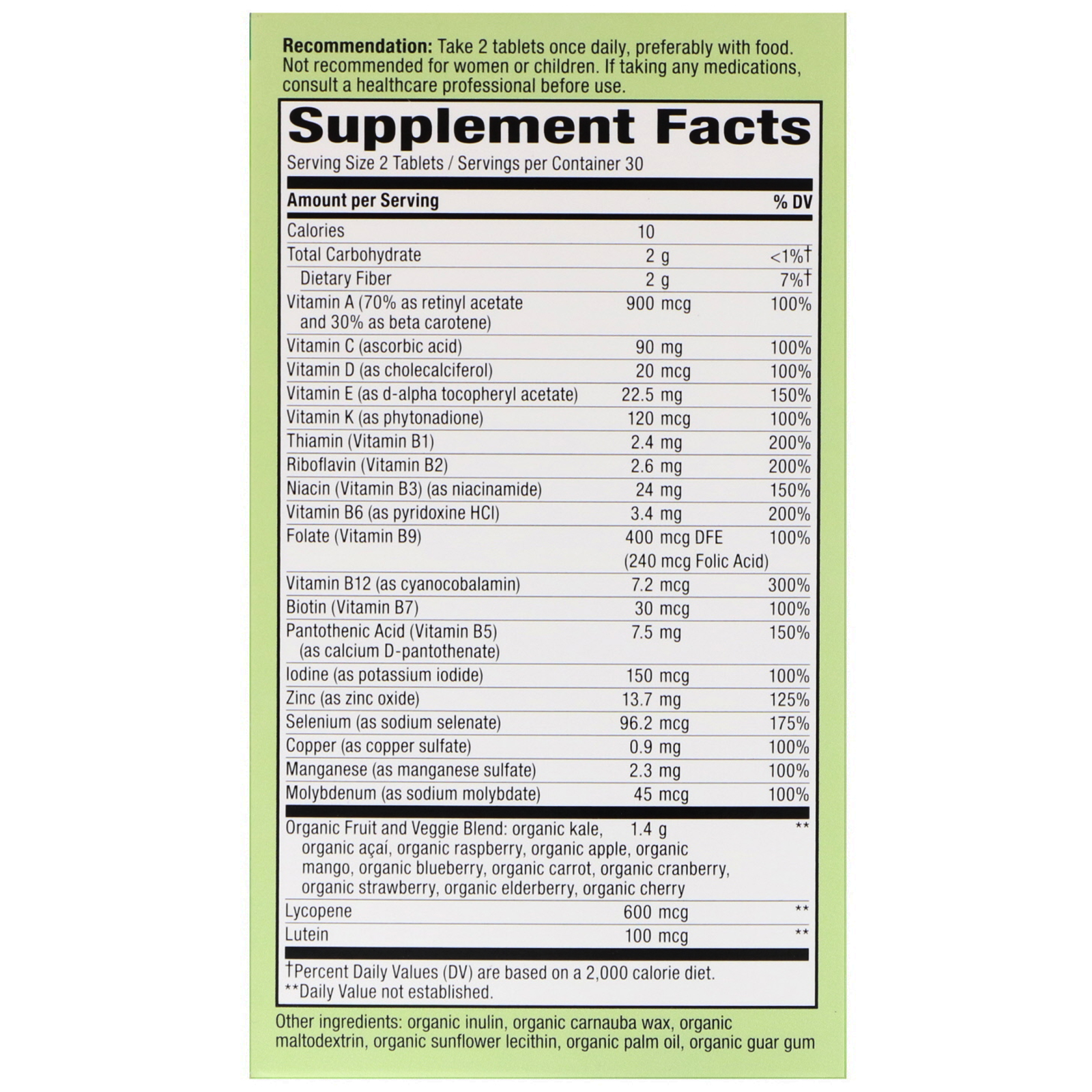 Nature's Way, Alive! Garden Goodness, Men's Multivitamin, 60 Tablets - Imagem 2