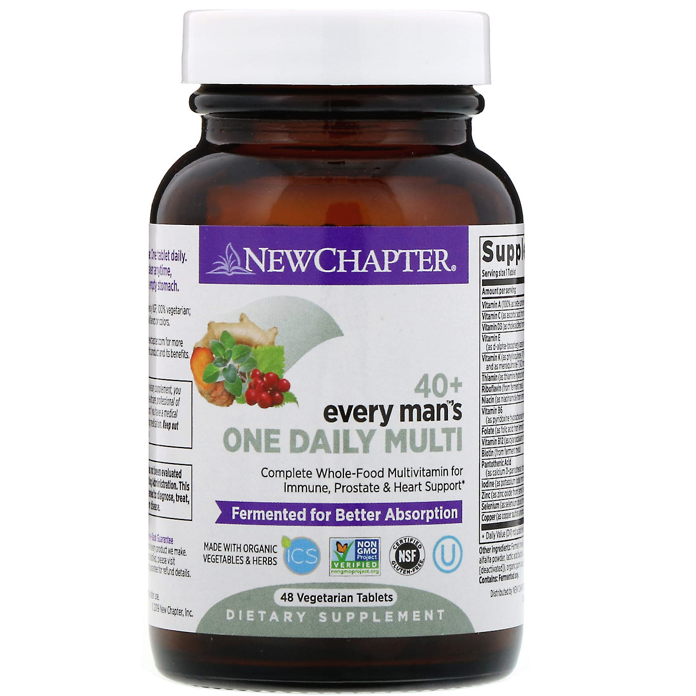 New Chapter, Multivitamínico Diário para Todos os Homens Acima de 40 Anos, 48 Comprimidos Vegetarianos - Imagem 3