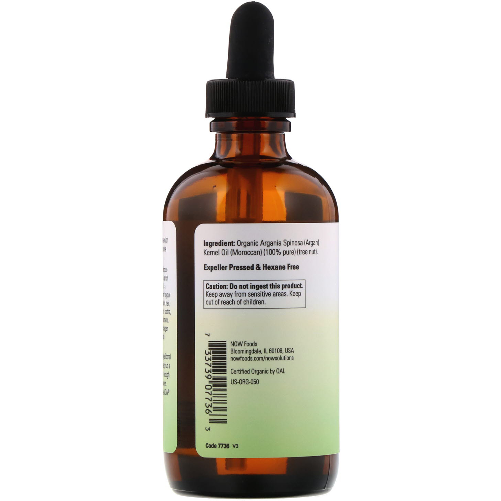 Now Foods, Soluções, com Certificação Orgânica e Óleo de Argan 100% Puro, 118 ml (4 fl oz) - Imagem 2
