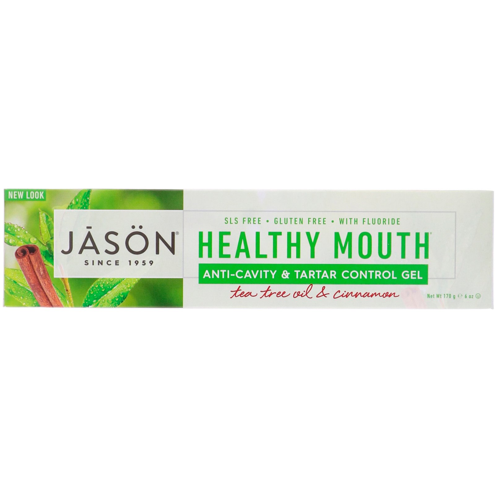Jason Natural, Healthy Mouth, Gel Anticárie e para Controle de Tártaro, Óleo de Melaleuca e Canela, 170 g (6 oz)