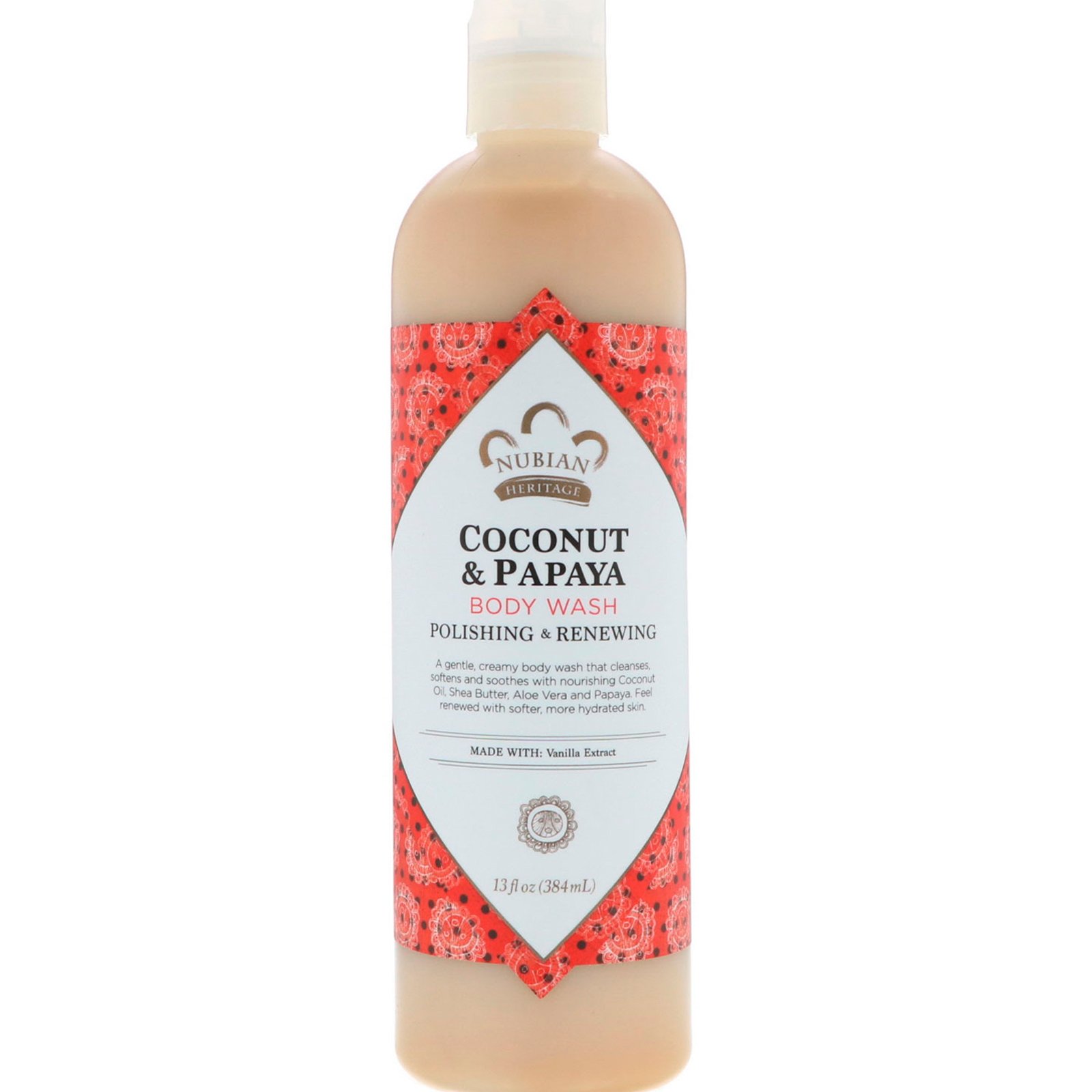Nubian Heritage, Sabonete Corporal, Coco e Mamão, frasco de 13 oz (384 ml)