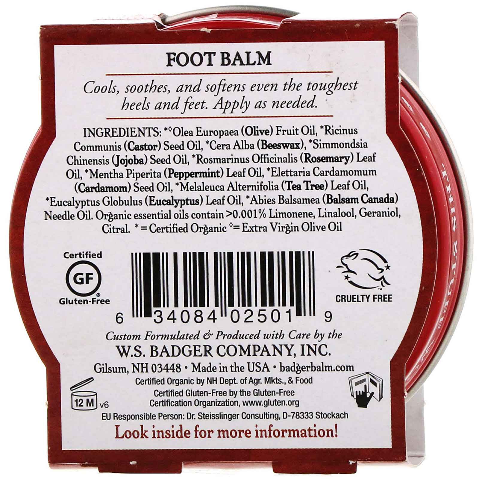 Badger Company, Bálsamo para os Pés, Menta e Melaleuca, 2 oz (56 g) - Imagem 2
