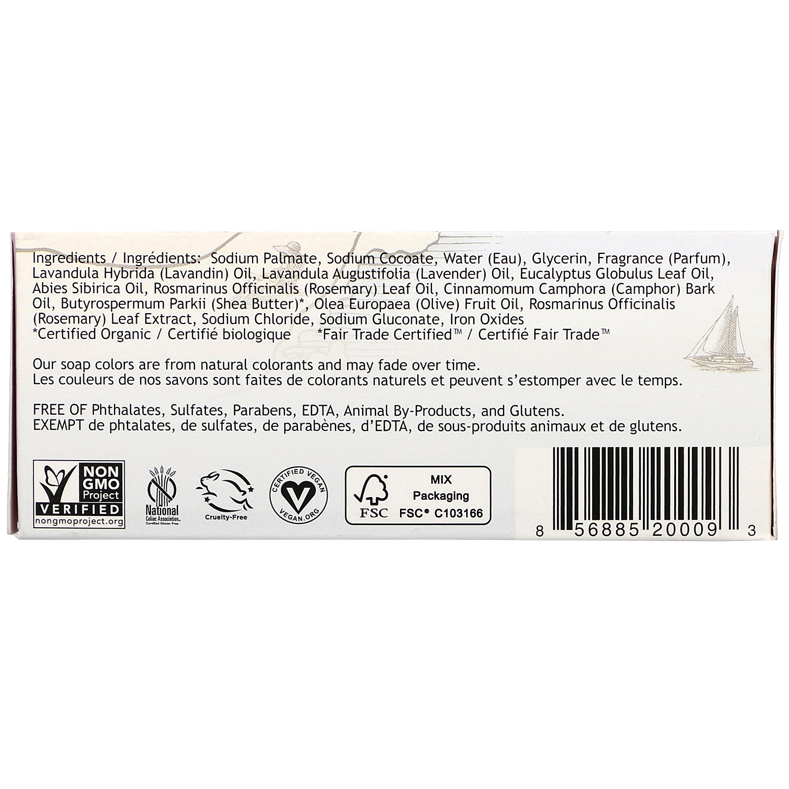 South of France, Lavender Fields, French Milled Soap with Organic Shea Butter, 6 oz (170 g) - Imagem 3
