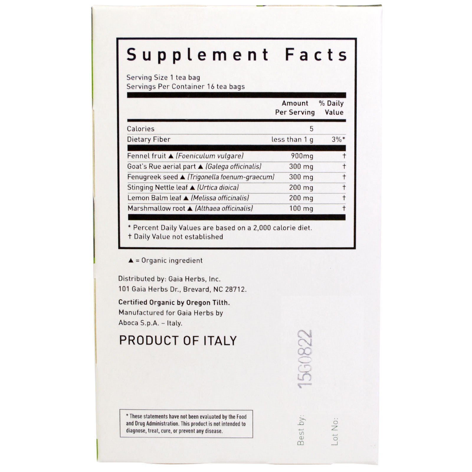 Gaia Herbs, Lactation Support, Sem Cafeína, 16 Saquinhos de Chá, 32 g (1,13 oz) - Imagem 2