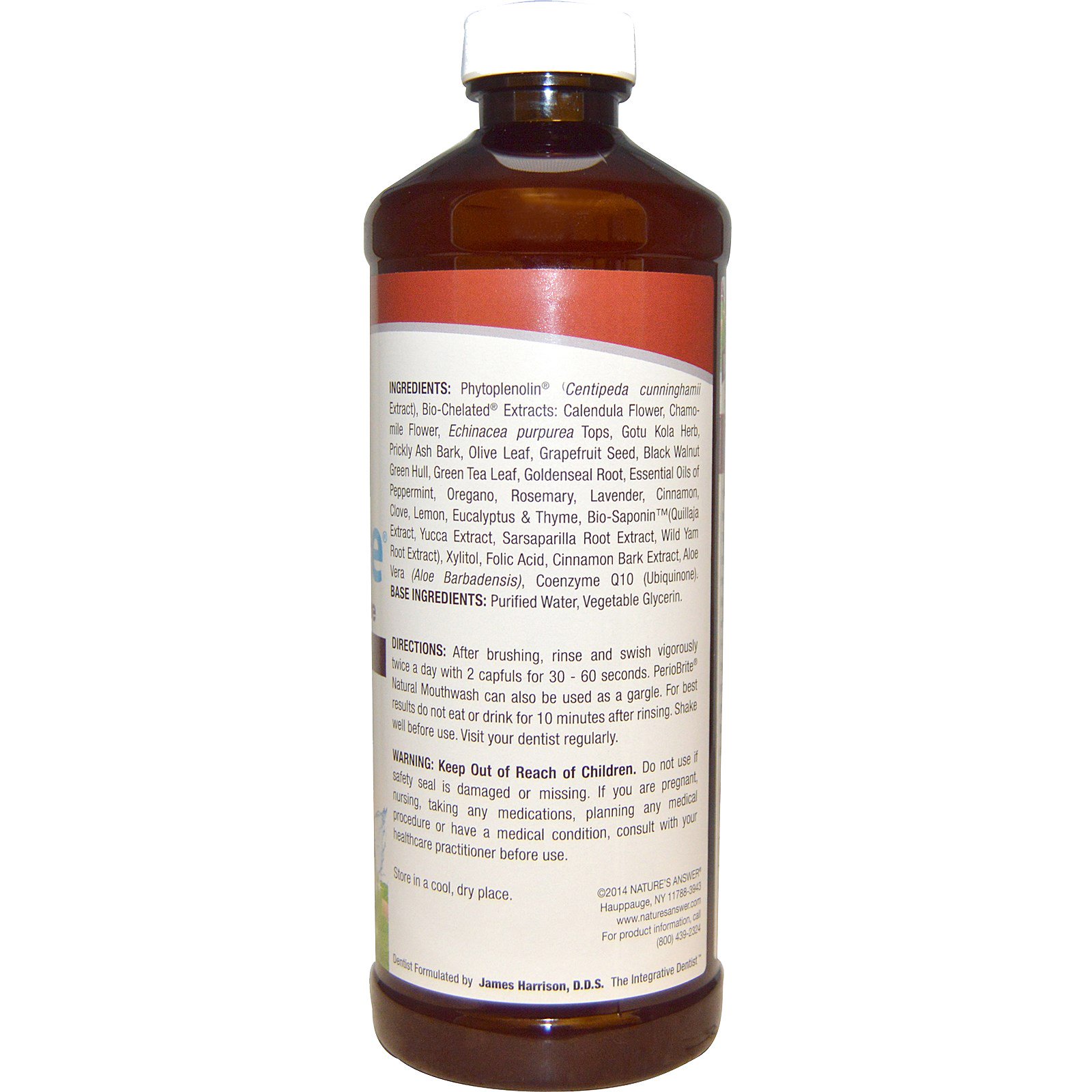 Nature's Answer, PerioBrite, Enxaguante Bucal Natural, Canela e Menta, 480 ml (16 fl oz) - Imagem 2
