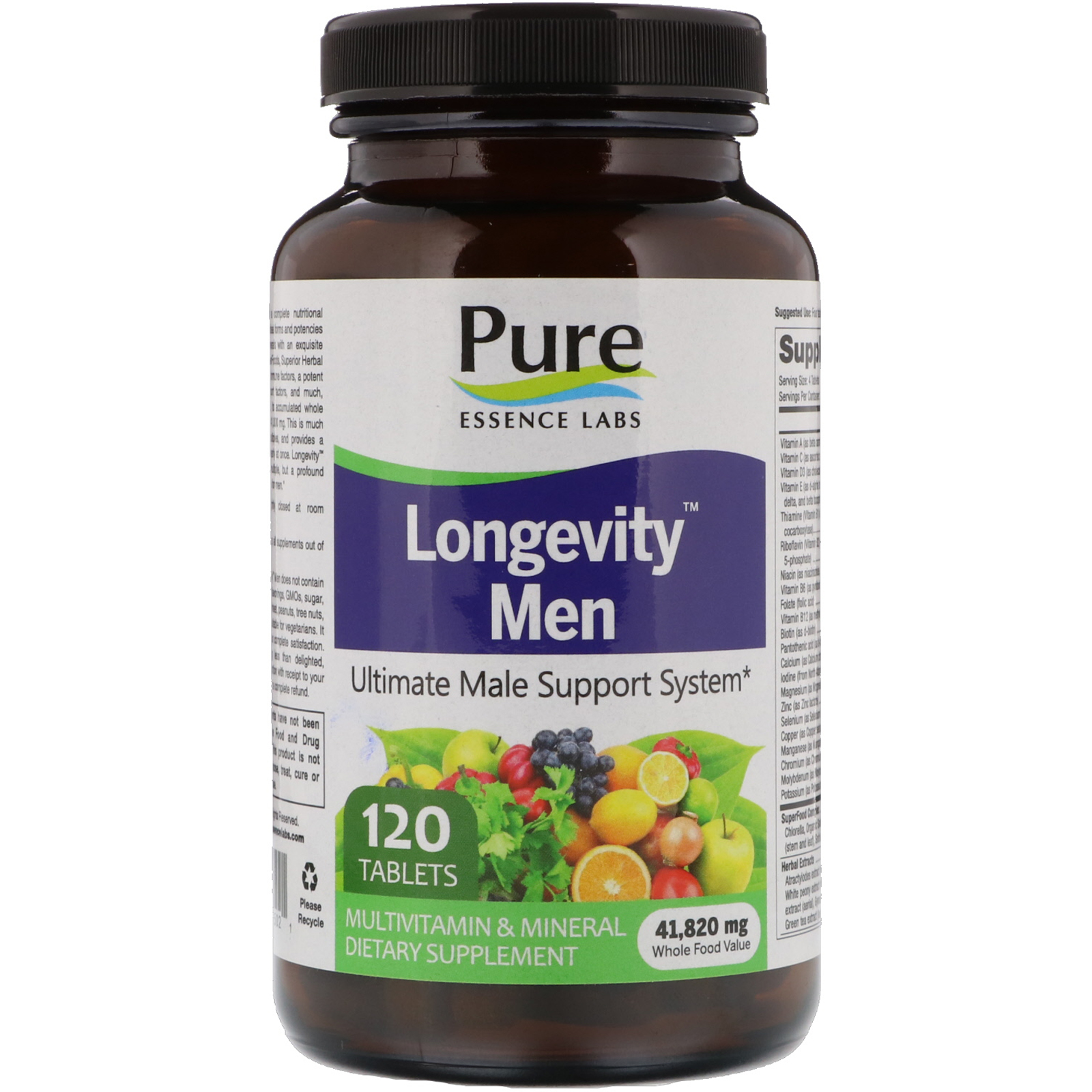 Pure Essence, Longevity Men, 120 comprimidos