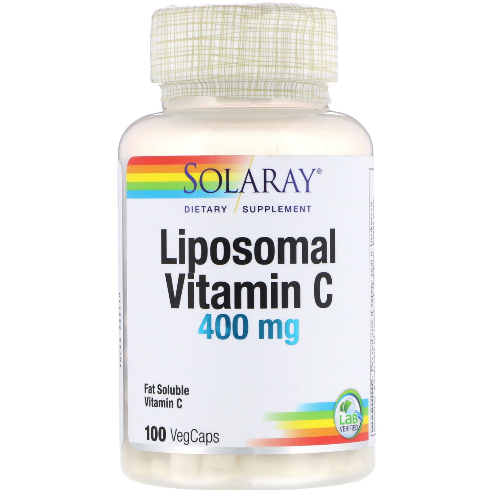 Solaray, Vitamina C Lipossomal, 400 mg, 100 Cápsulas Vegetarianas