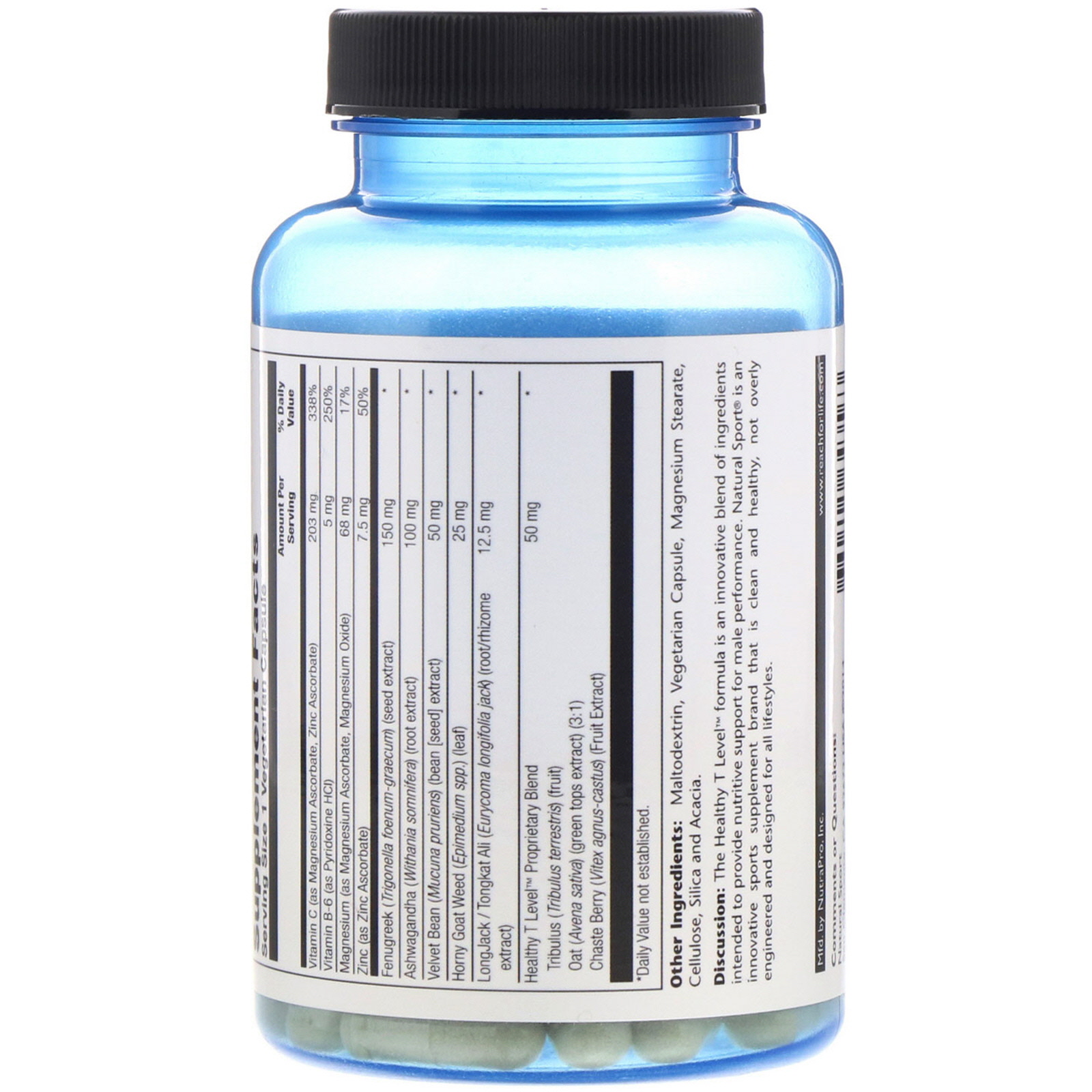 Natural Sport, Healthy T Level, Para Homens, 60 Cápsulas Vegetais - Imagem 2