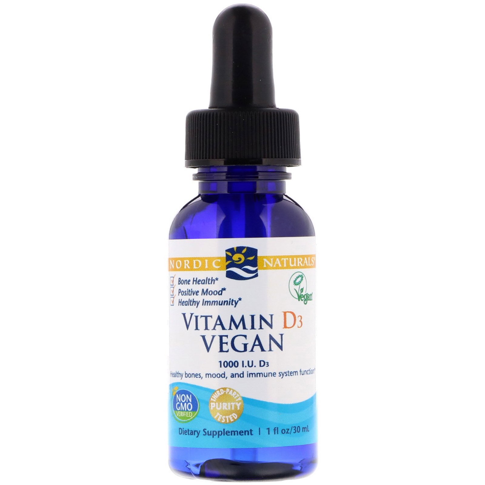 Nordic Naturals, Vitamina D3, Vegana, 1000 IU, 1 fl oz (30 ml)