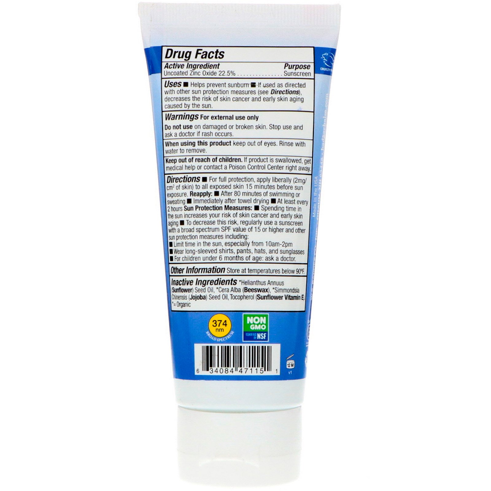Badger Company, Sport, Protetor Solar Mineral Natural em Creme, Zinco Transparente, FPS 35, Sem Aroma, 87 ml (2,9 fl oz) - Imagem 2