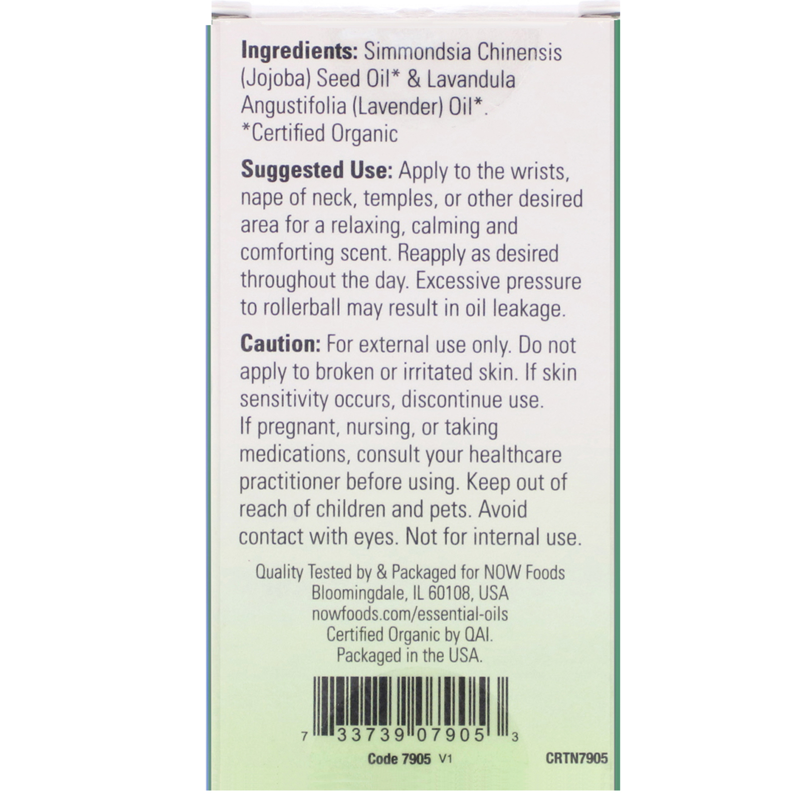 Now Foods, Óleo de Lavanda Orgânica, Roll-On, 10 ml (1/3 fl oz) - Imagem 2