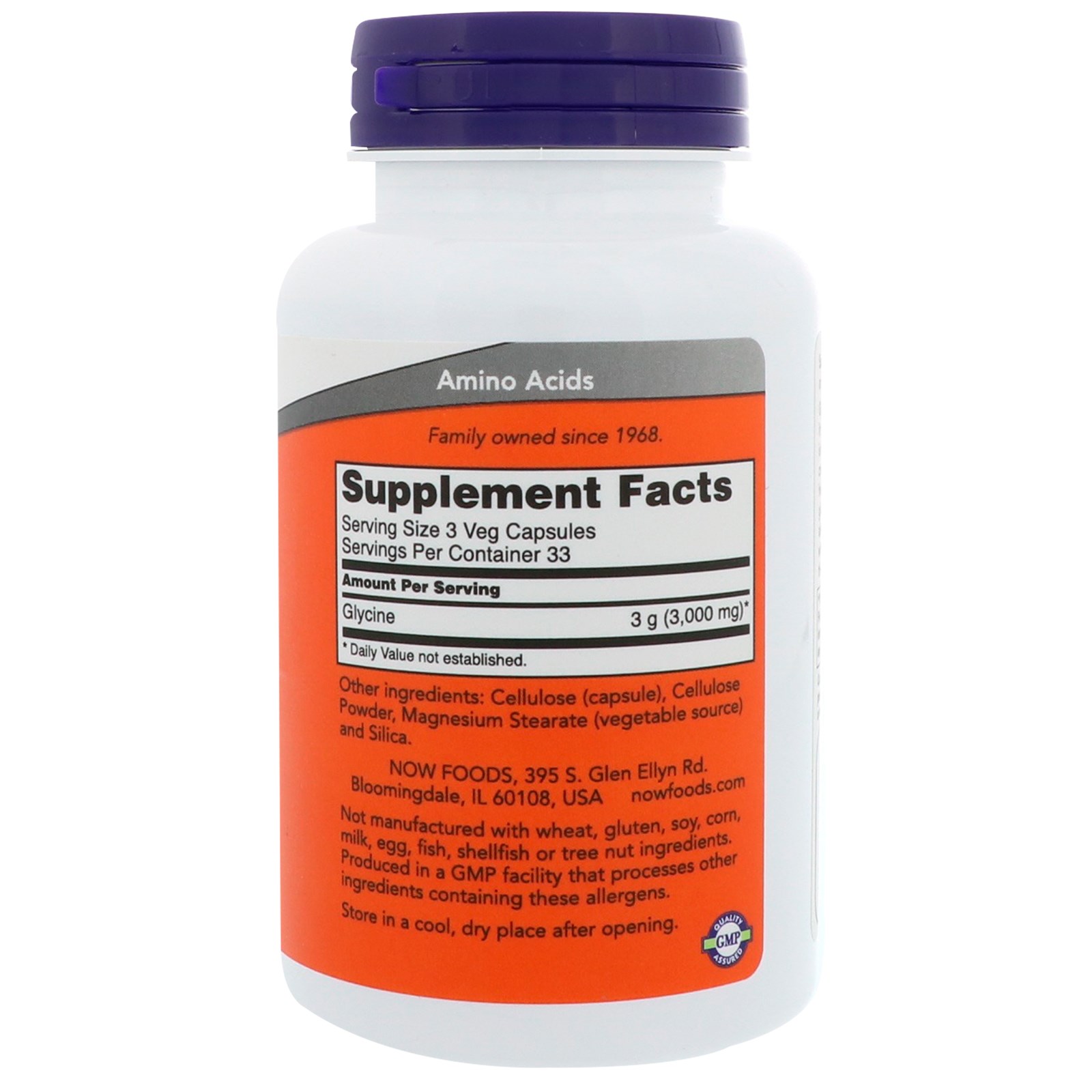 Now Foods, Glicina, 1.000 mg, 100 Cápsulas Vegetais - Imagem 2