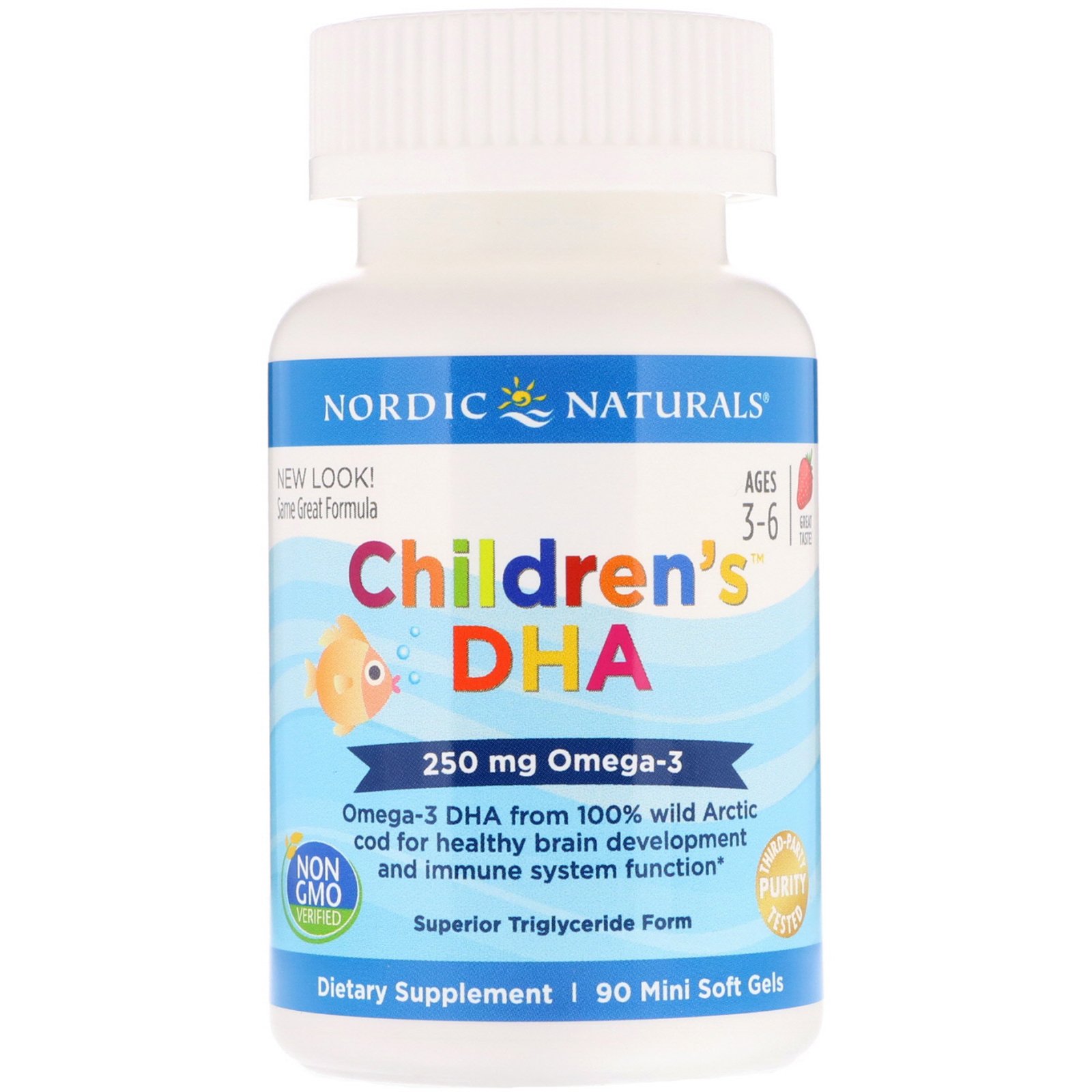 Nordic Naturals, Children's DHA, Ages 3-6, Strawberry, 250 mg, 90 Mini Soft Gels - Imagem 3