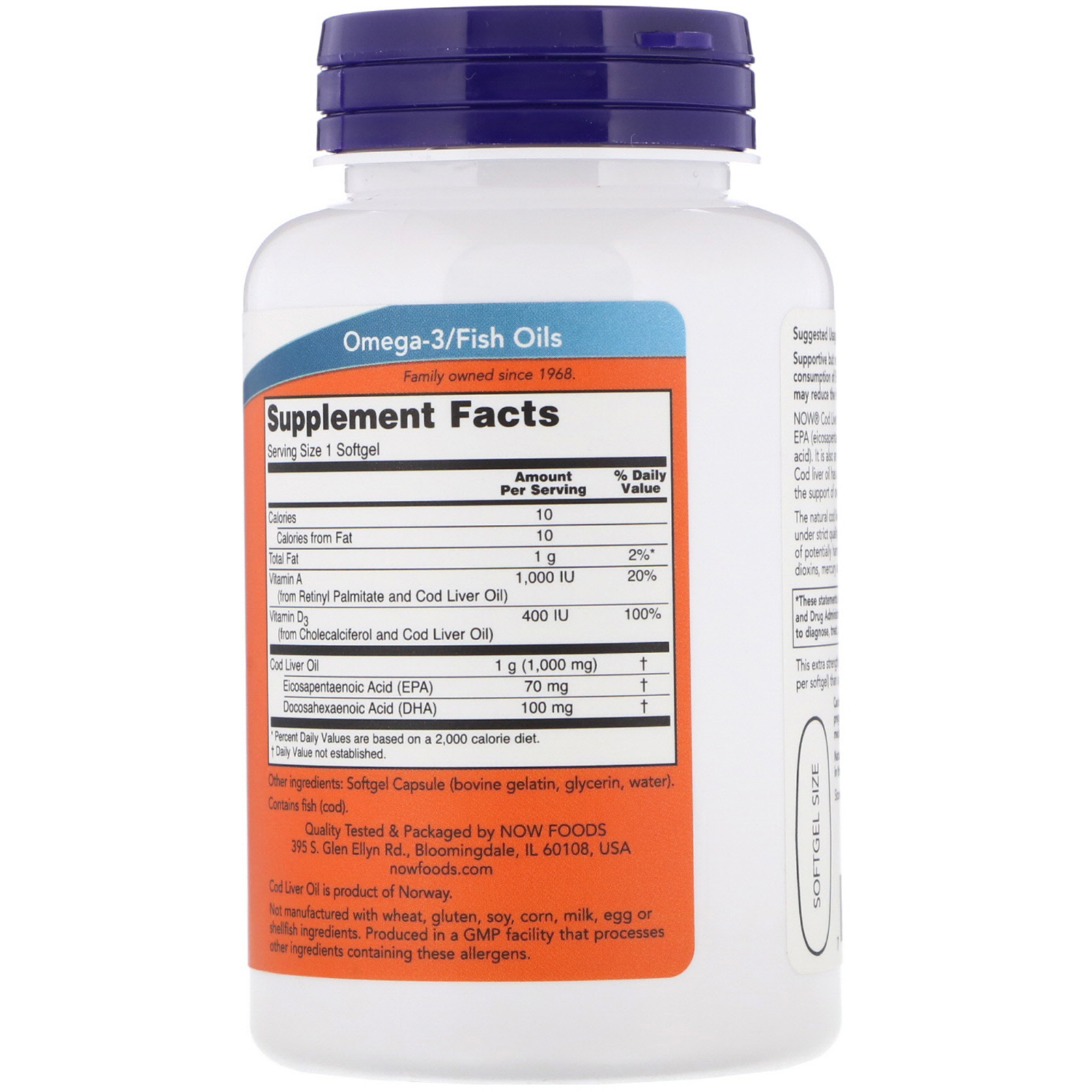 Now Foods, Óleo de Fígado de Bacalhau, Força Extra, 1.000 mg, 90 Cápsulas Gelatinosas - Imagem 2