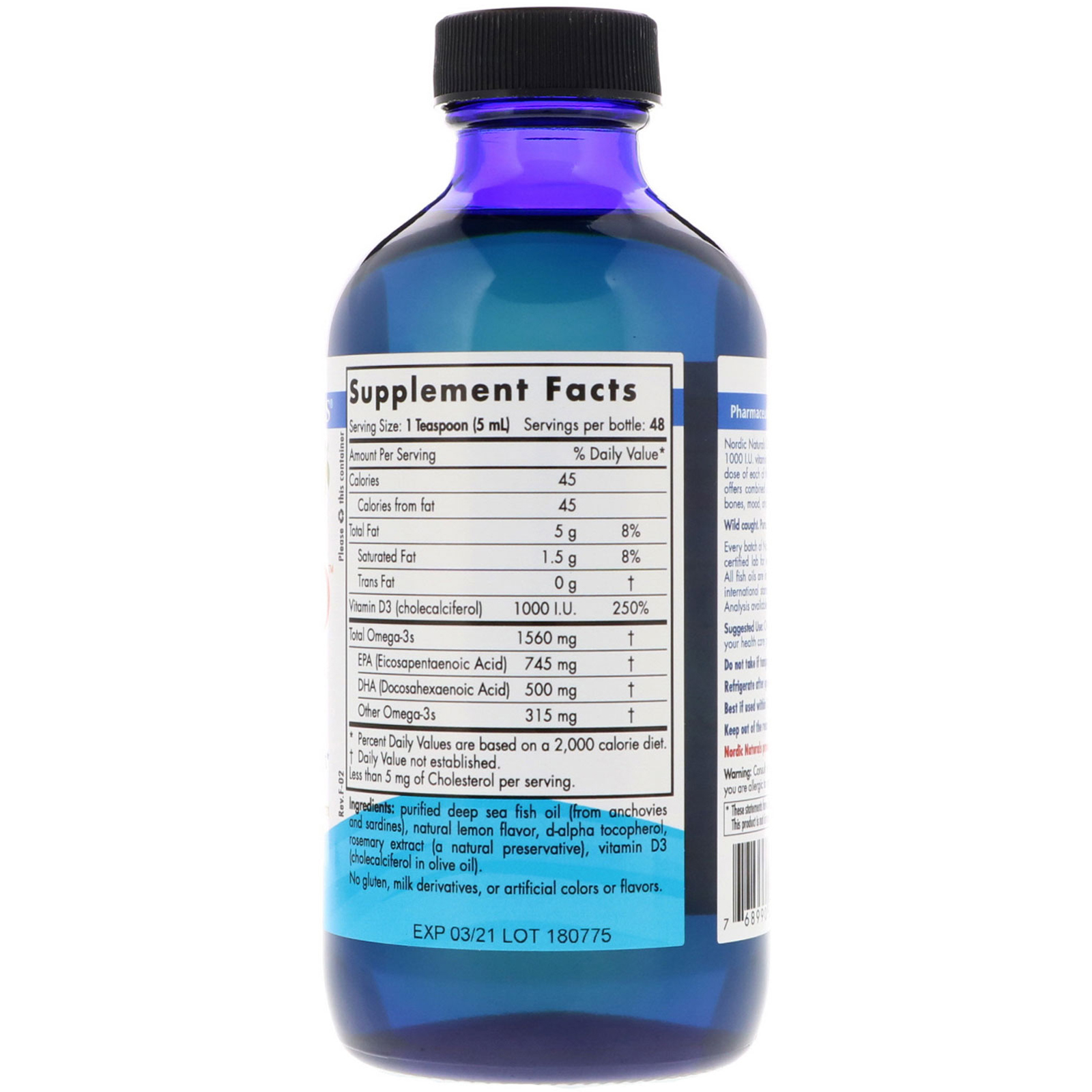 Nordic Naturals, Ômega 3D, Limão, 237 ml - Imagem 2