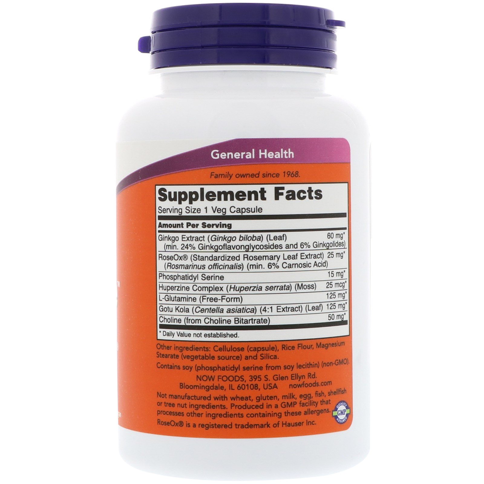 Now Foods, Brain Elevate, 120 Cápsulas Vegetais - Imagem 2