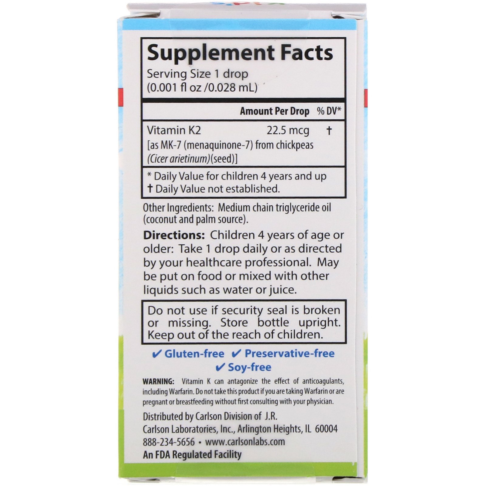 Carlson Labs, Kid's, Super Daily K2, 22.5 mcg, 0.34 fl oz (10.16 ml) - Imagem 2