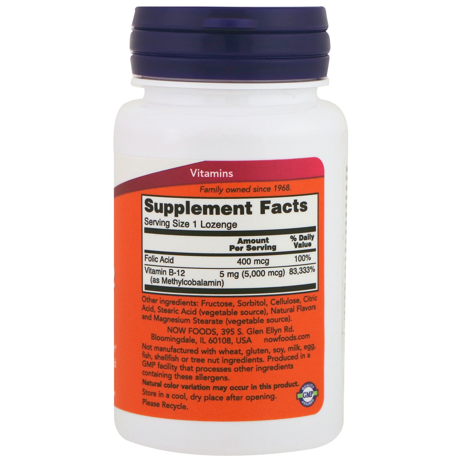 Now Foods, Metil B-12, 5000 mcg, 120 Pastilhas - Imagem 2