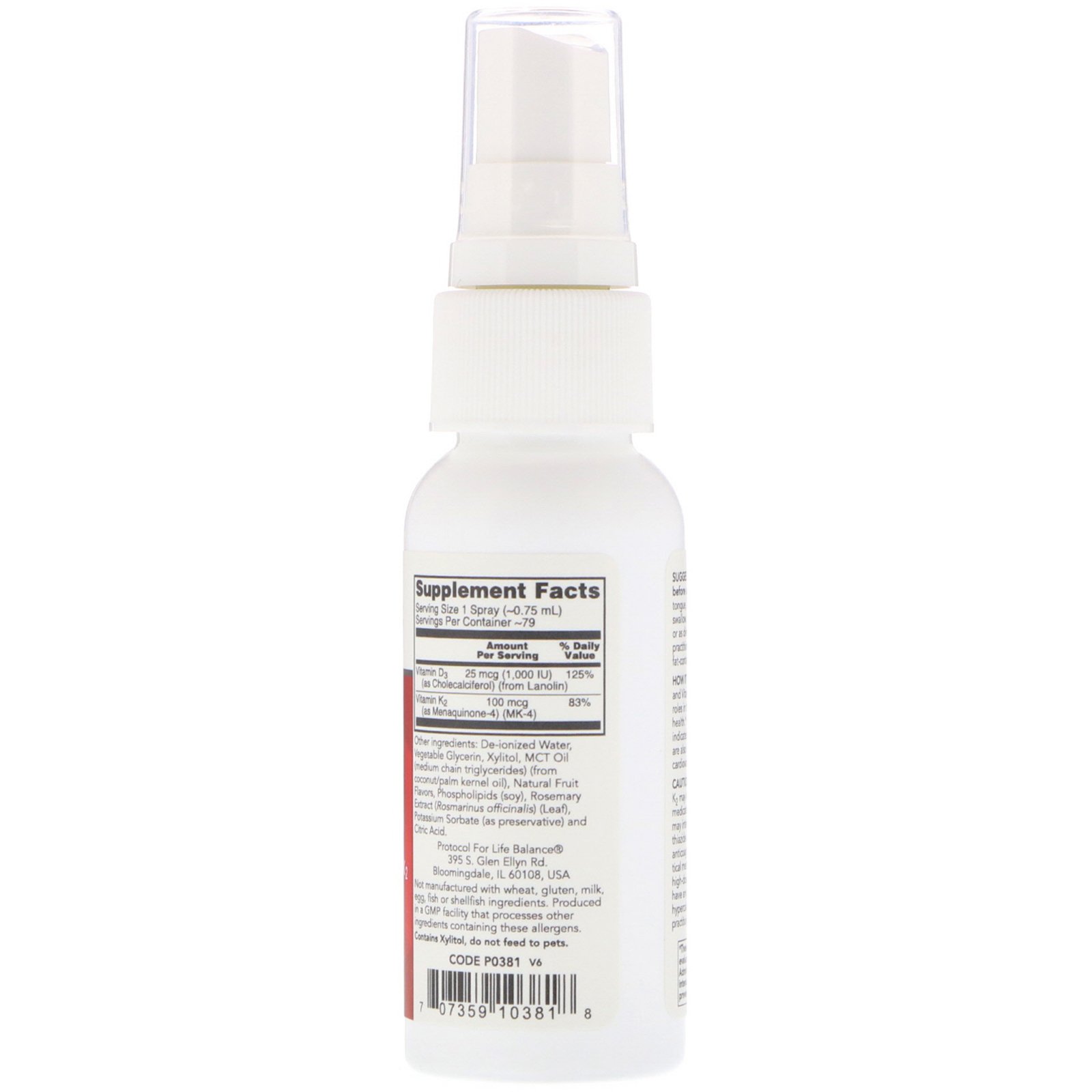 Protocol for Life Balance, Vitaminas D3 e K2, Spray Lipossomal, 2 fl oz (59 ml) - Imagem 2