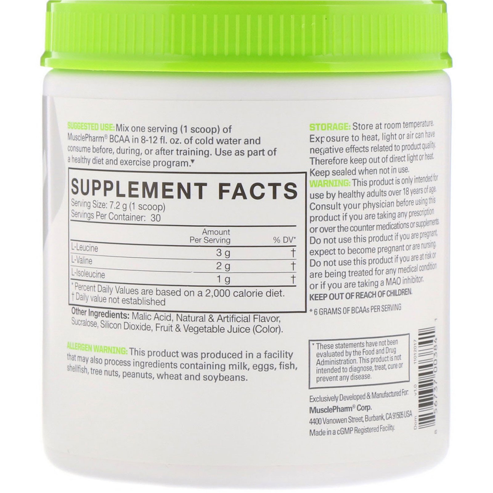 MusclePharm, BCAA Essentials, Melancia, 216 g (0,48 lbs) - Imagem 2