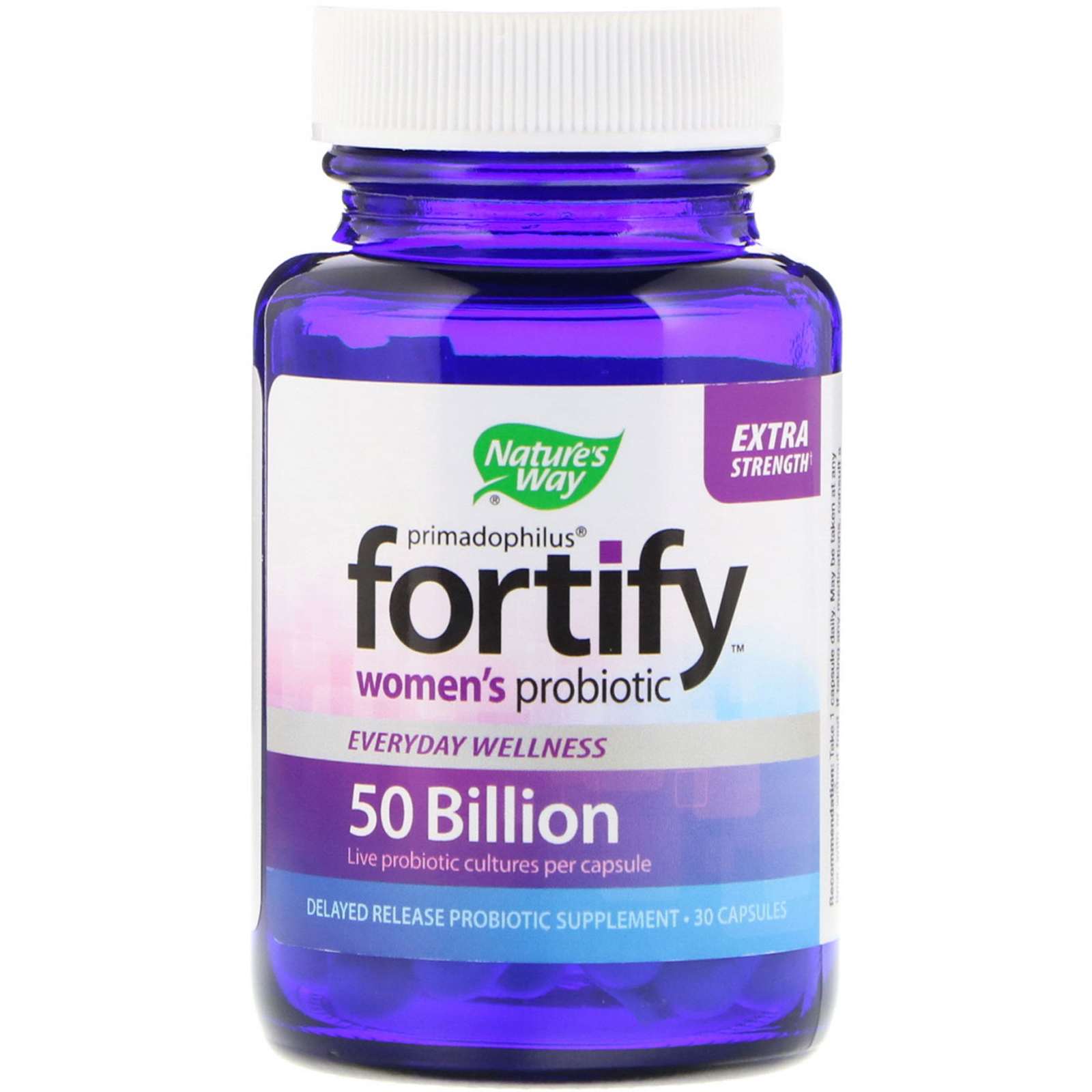 Nature's Way, Primadophilus, Fortify, Women's Probiotic, Extra Strength, 30 Vegetarian Capsules - Imagem 3