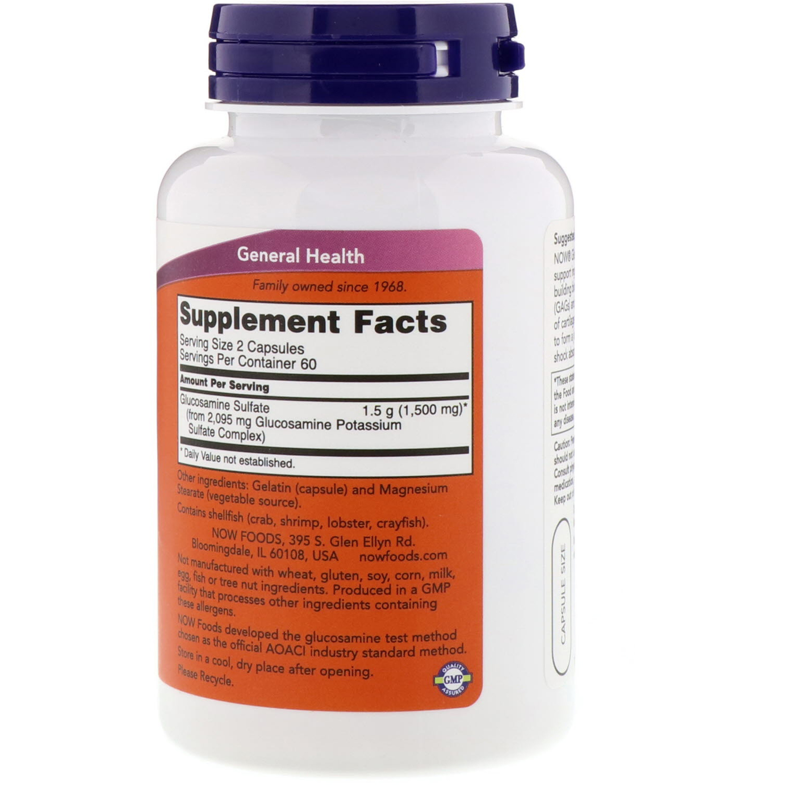 Now Foods, Glucosamine Sulfate, 750 mg, 120 Capsules - Imagem 2