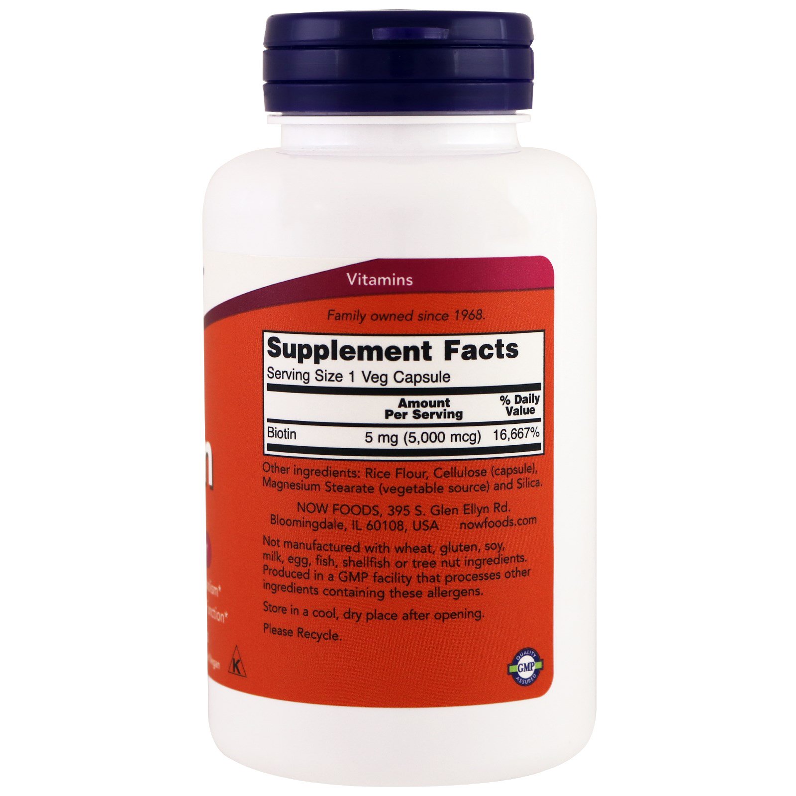 Now Foods, Biotina, 5.000 mcg, 120 Cápsulas Vegetais - Imagem 2