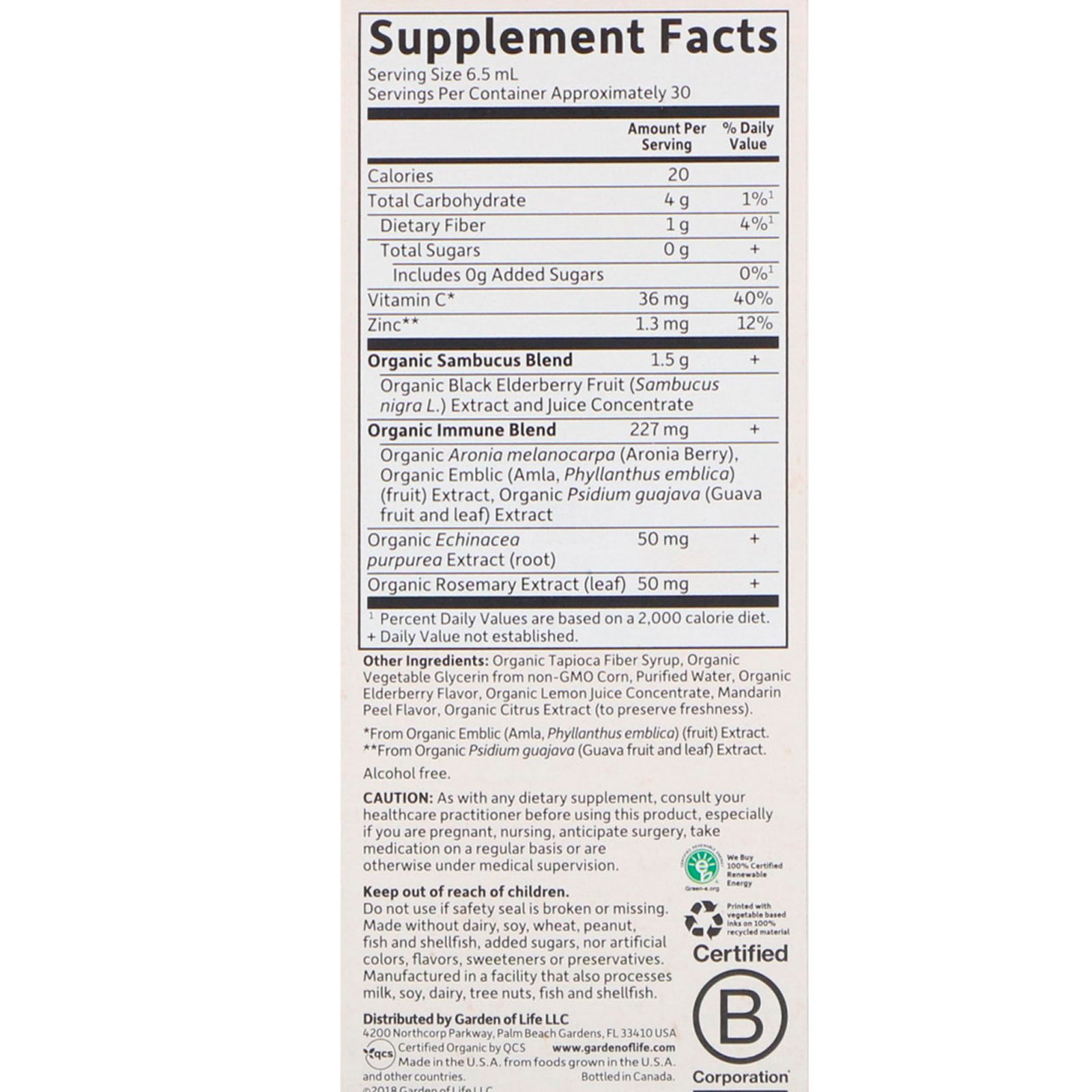 Garden of Life, MyKind Organics, Xarope Imunológico de Sabugueiro, 195 ml (6,59 fl oz) - Imagem 2