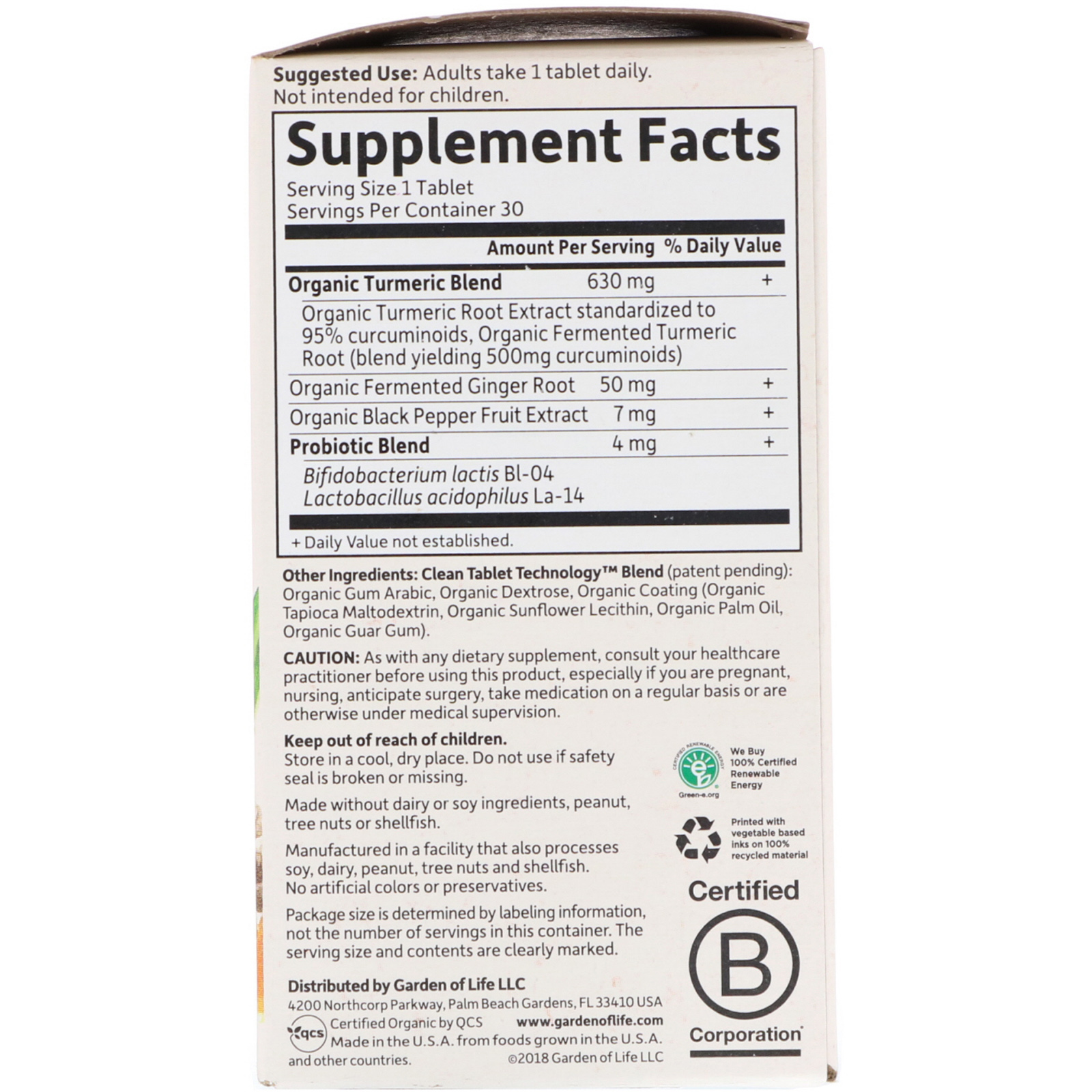 Garden of Life, MyKind Organics, Maximum Strength, Turmeric, Joints & Mobility, 30 Vegan Tablets - Imagem 2