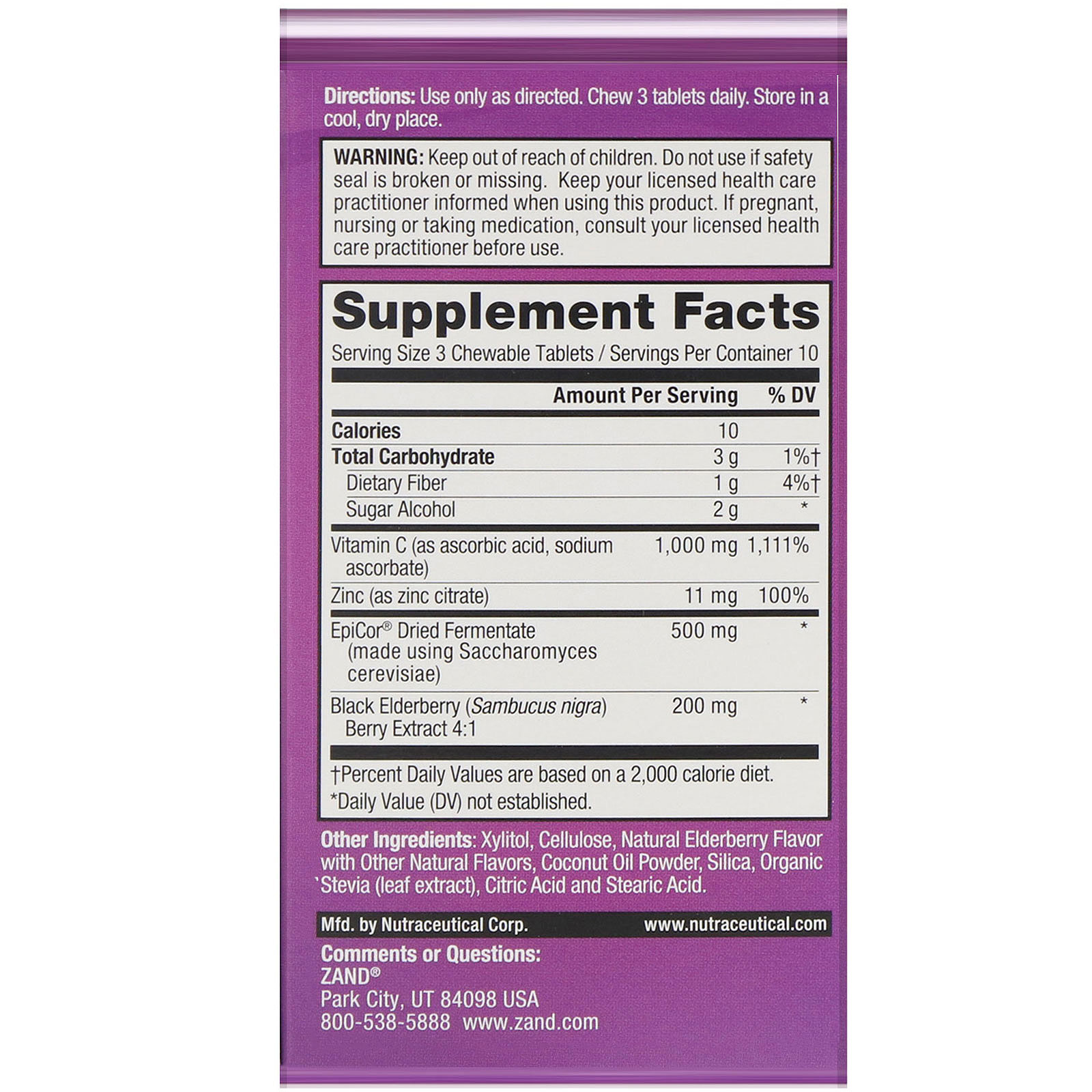 Zand, Immune Fast, Sabugueiro Doce, 30 Comprimidos Mastigáveis - Imagem 2