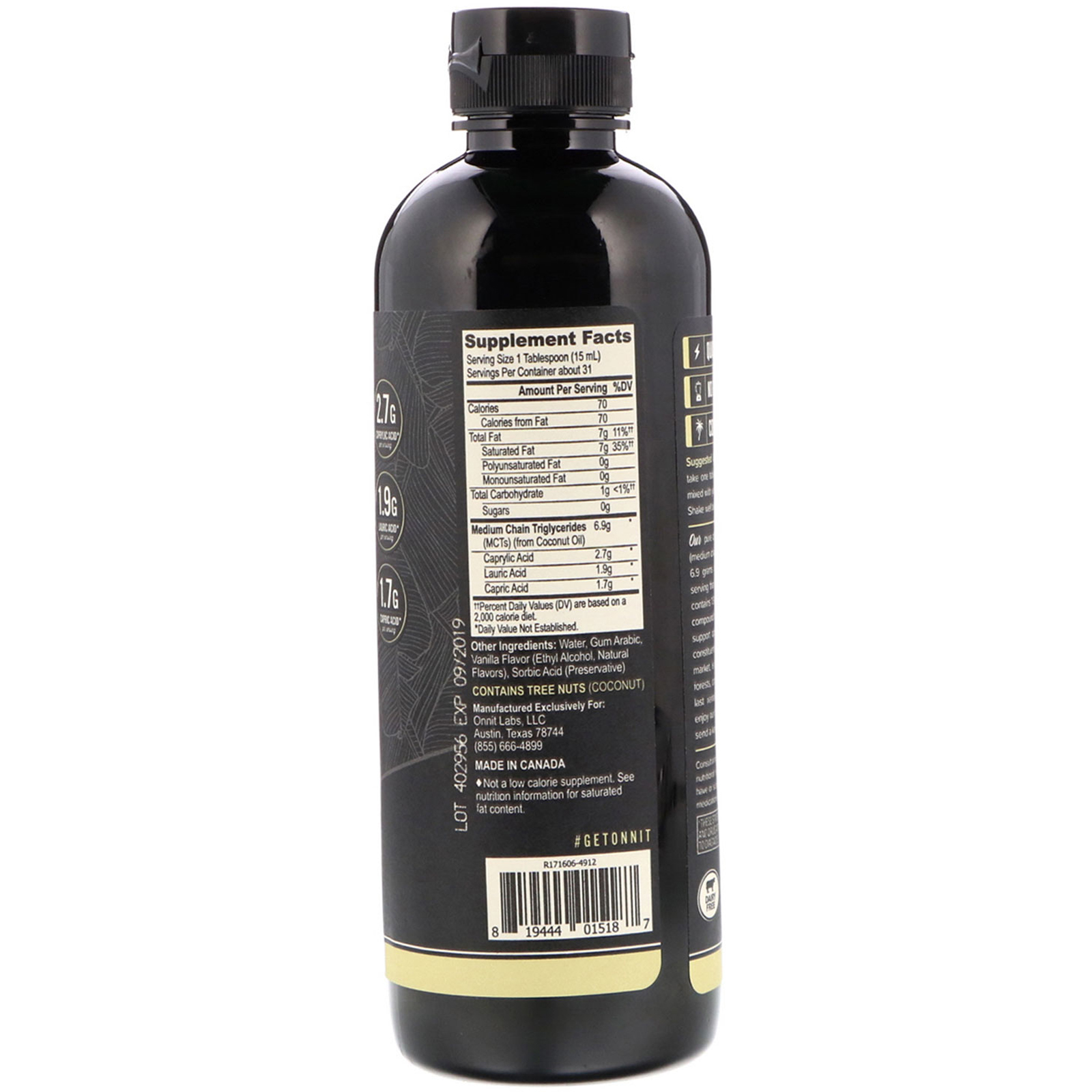 Onnit, Emulsified MCT Oil, Non-Dairy Creamer, Creamy Vanilla, 16 fl oz (473 ml) - Imagem 2