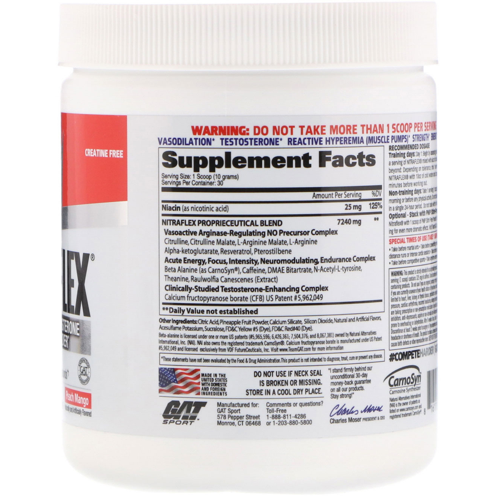GAT, NITRAFLEX, Peach Mango, 10.6 oz (300 g) - Imagem 2