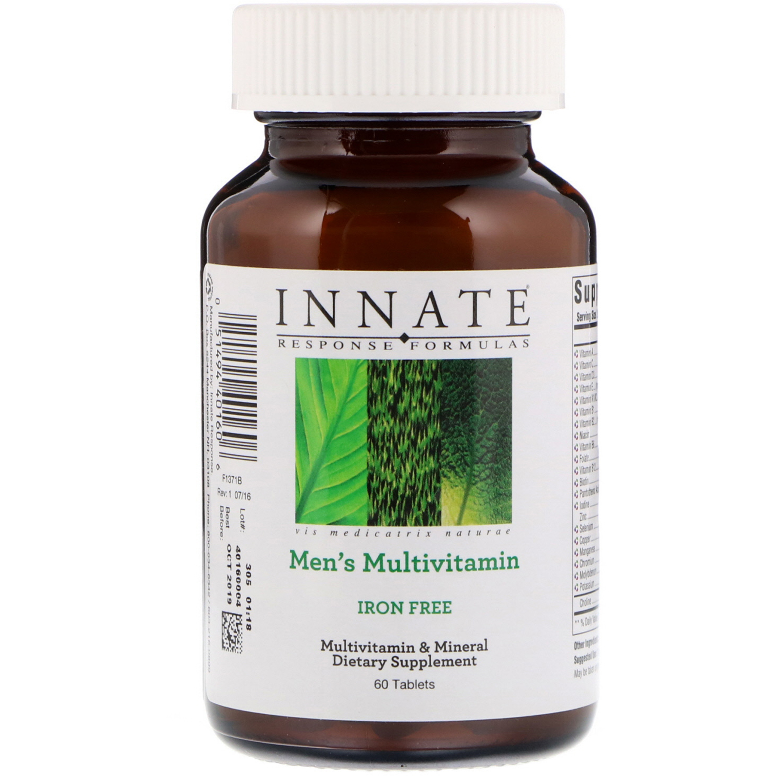 Innate Response Formulas, Multivitamínico para Homens, Livre de Ferro, 60 Comprimidos