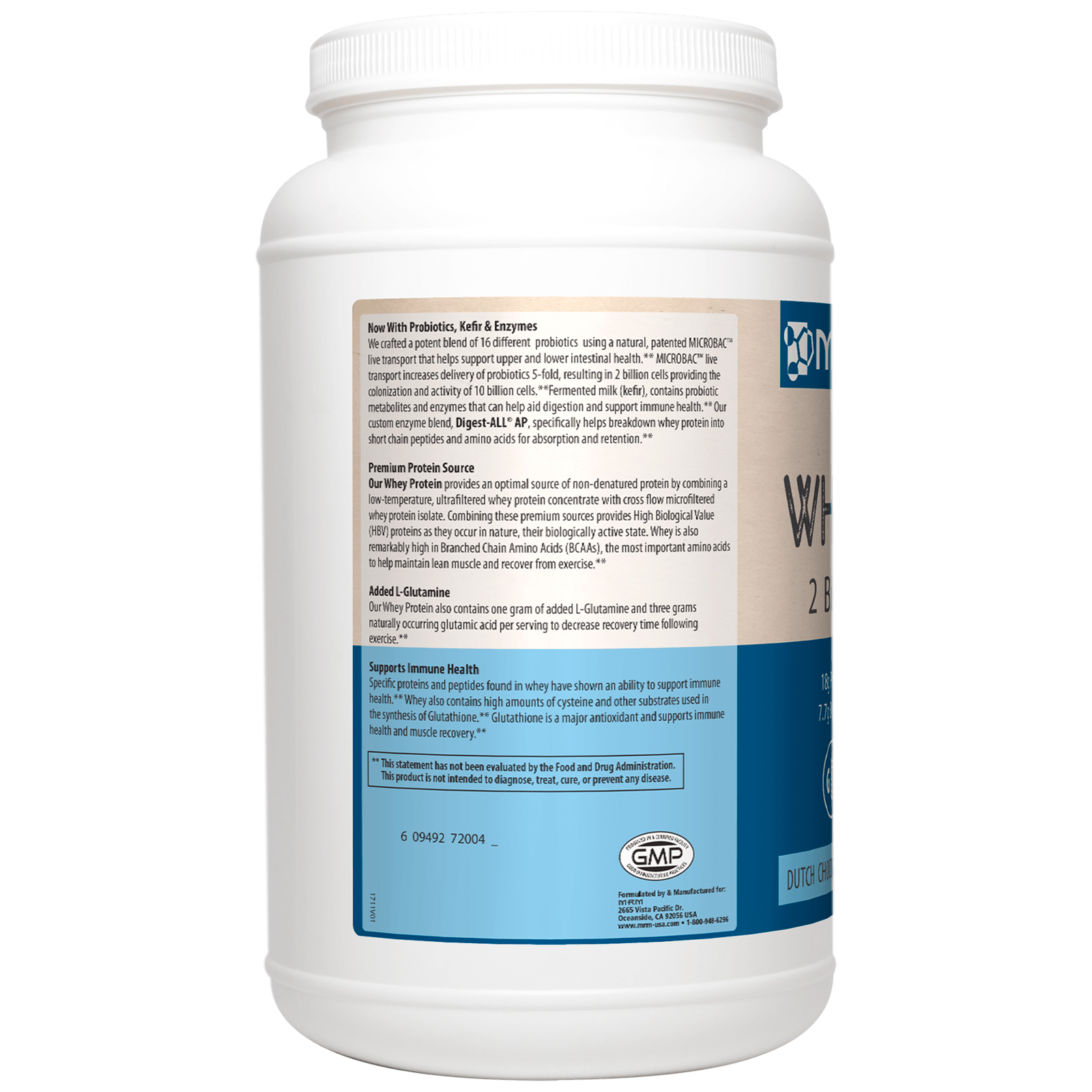 MRM, Proteína Whey Natural, 2 Bilhões de Probióticos, Chocolate Holandês, 917 g - Imagem 3
