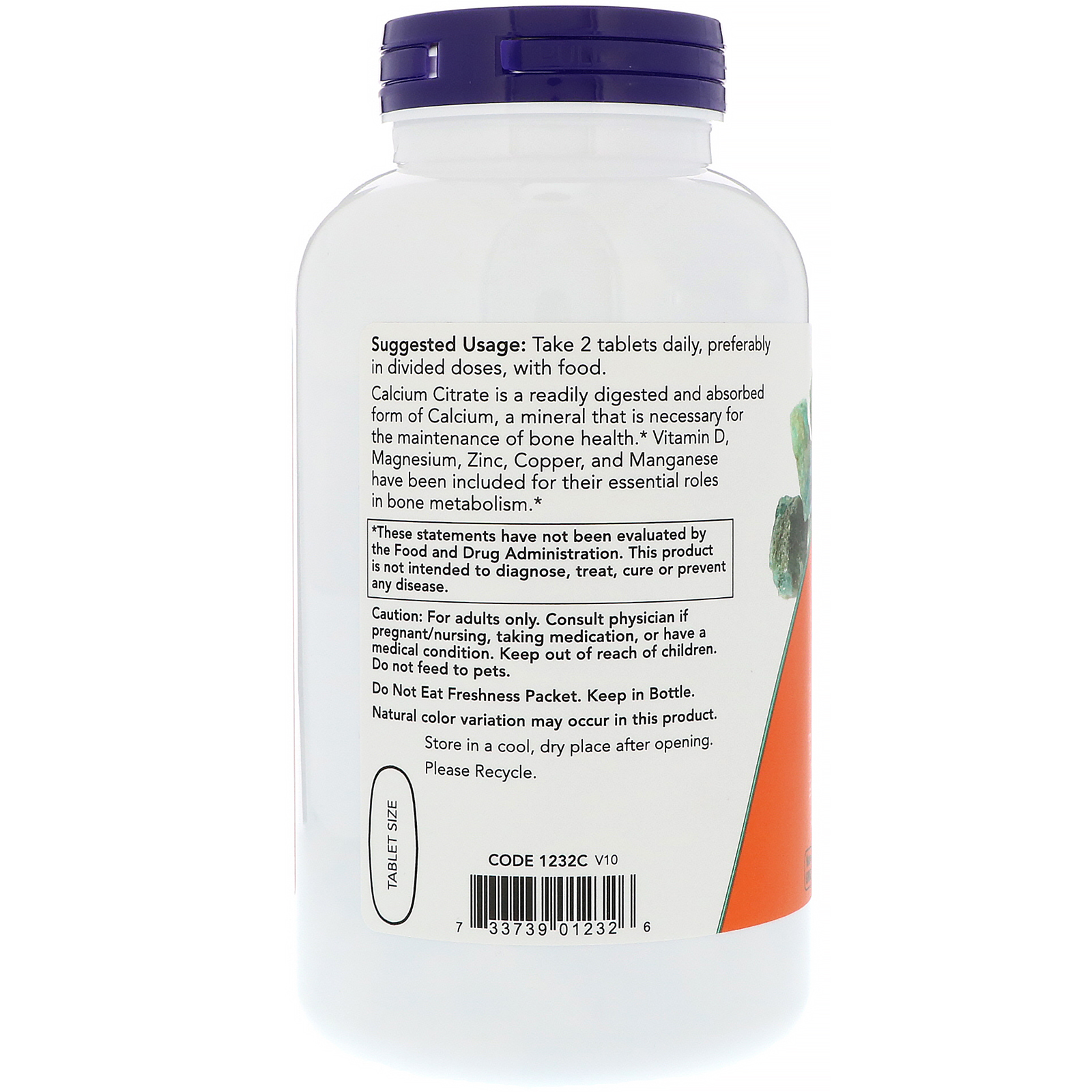 Now Foods, Citrato de Cálcio, 250 Comprimidos - Imagem 3