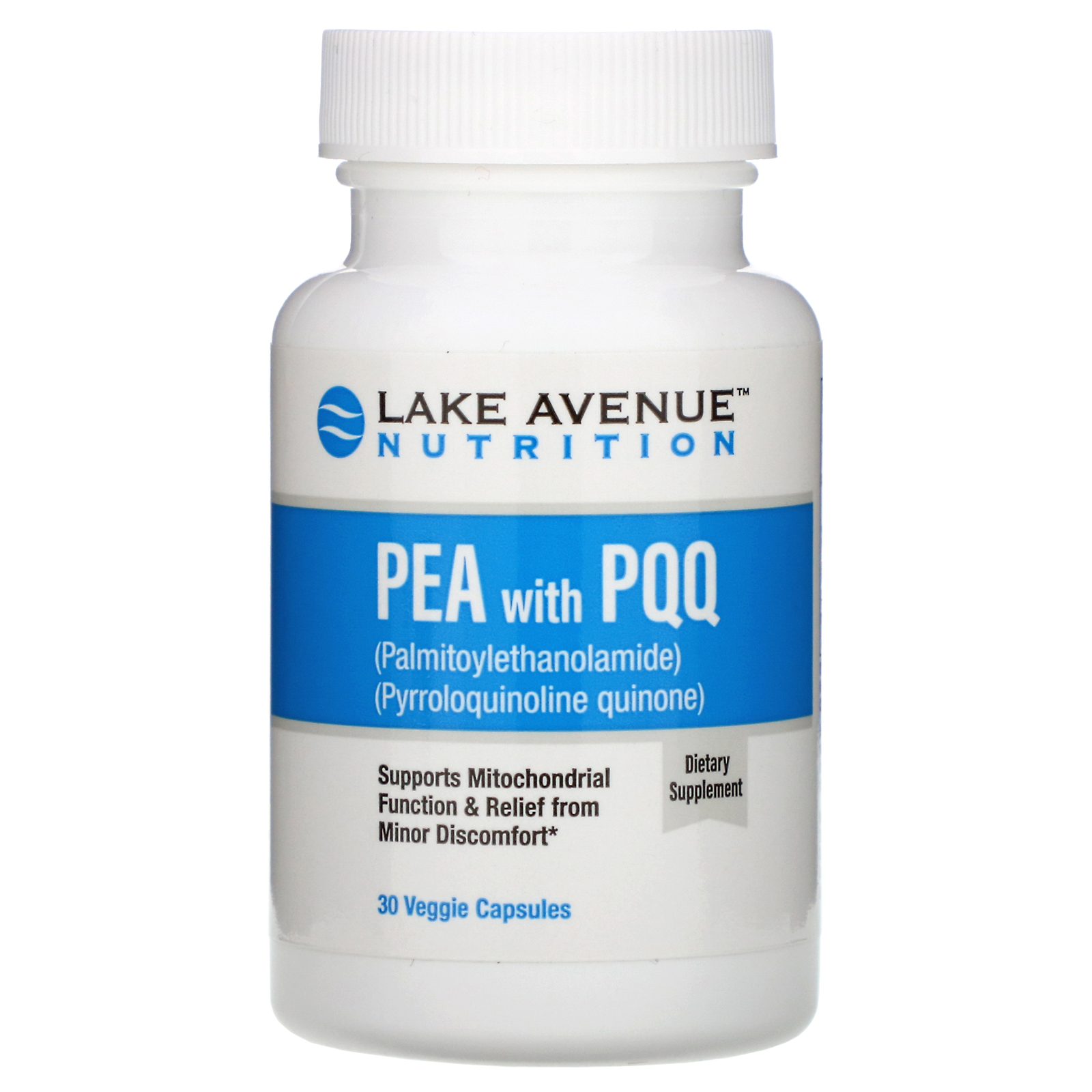 Lake Avenue Nutrition, PEA (Palmitoiletanolamida) com PQQ, 30 Cápsulas Vegetais