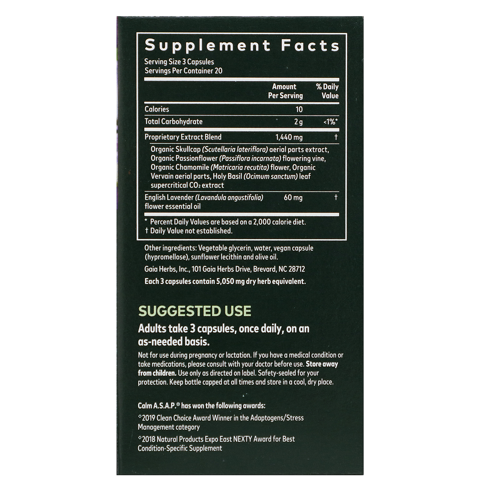 Gaia Herbs, Calm A.S.A.P., 60 Vegan Liquid Phyto-Caps - Imagem 2
