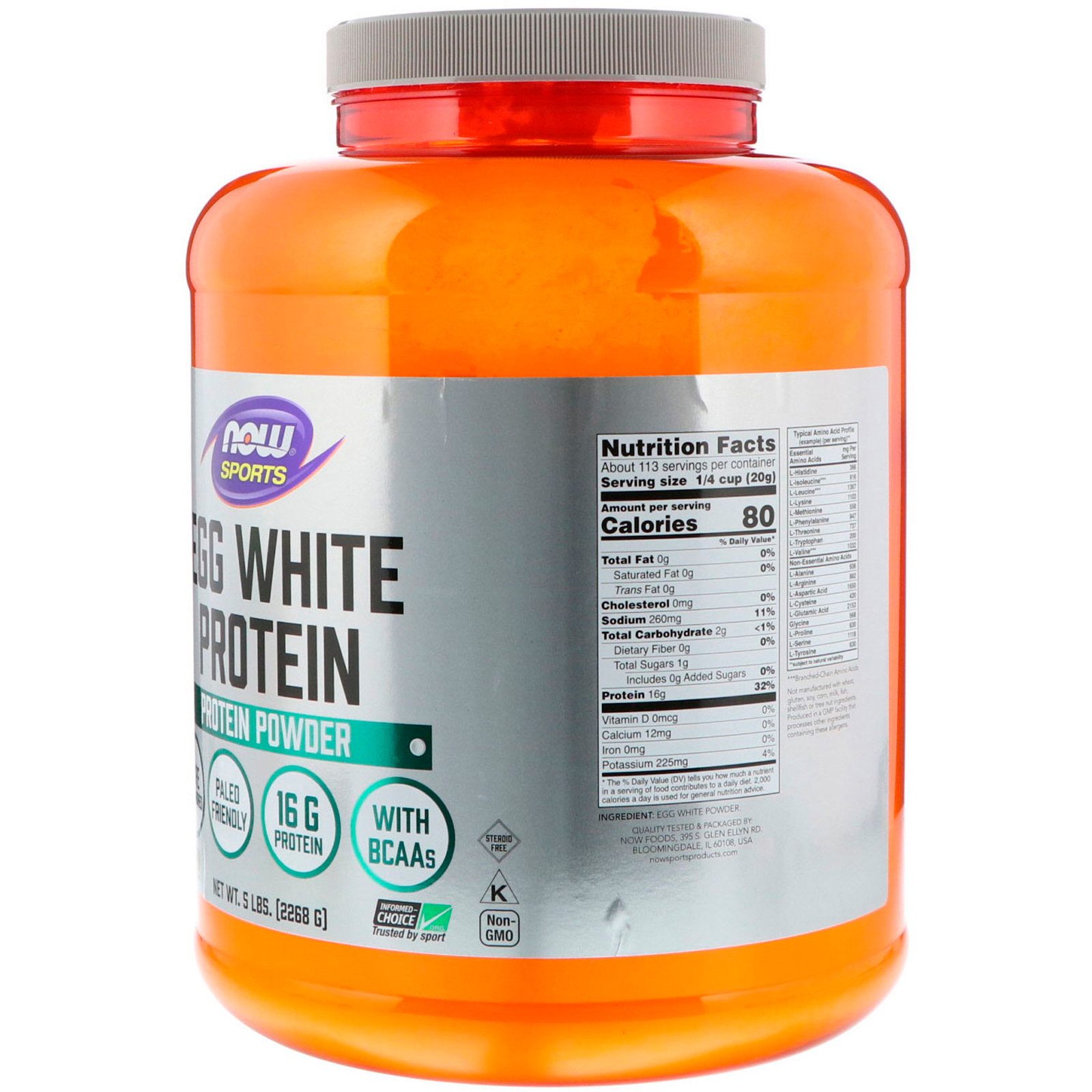 Now Foods, Sports, Proteína de Clara de Ovo em Pó, 5 lbs (2.268 g) - Imagem 2