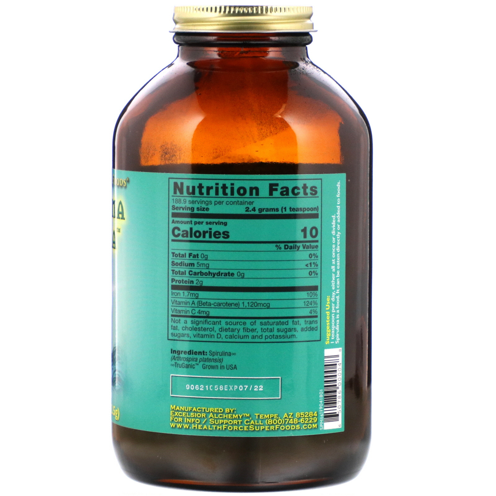 HealthForce Superfoods, Spirulina Manna, 16 oz (453.5 g) - Imagem 2