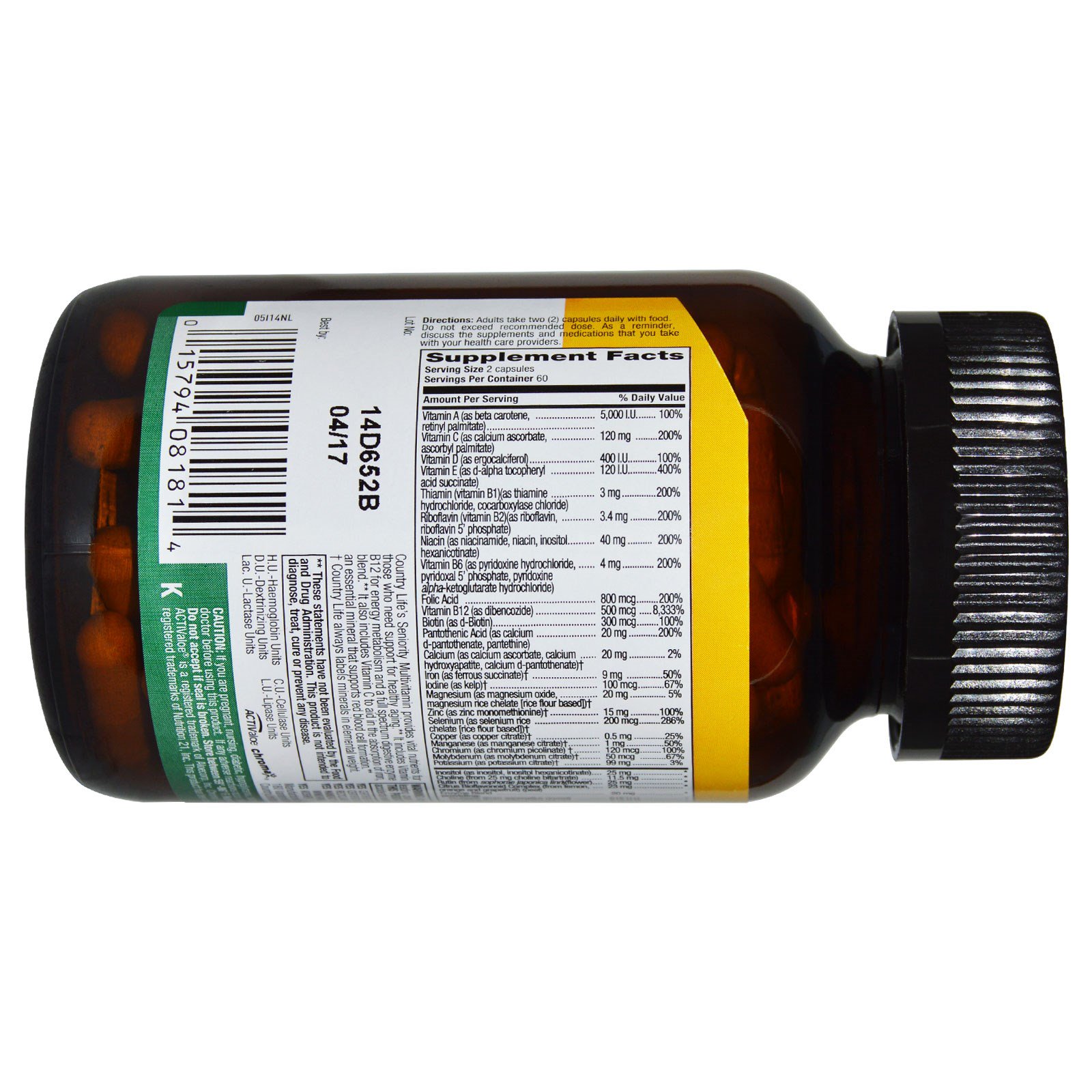 Country Life, Multivitamínico Seniority, 120 Cápsulas Vegetais - Imagem 2