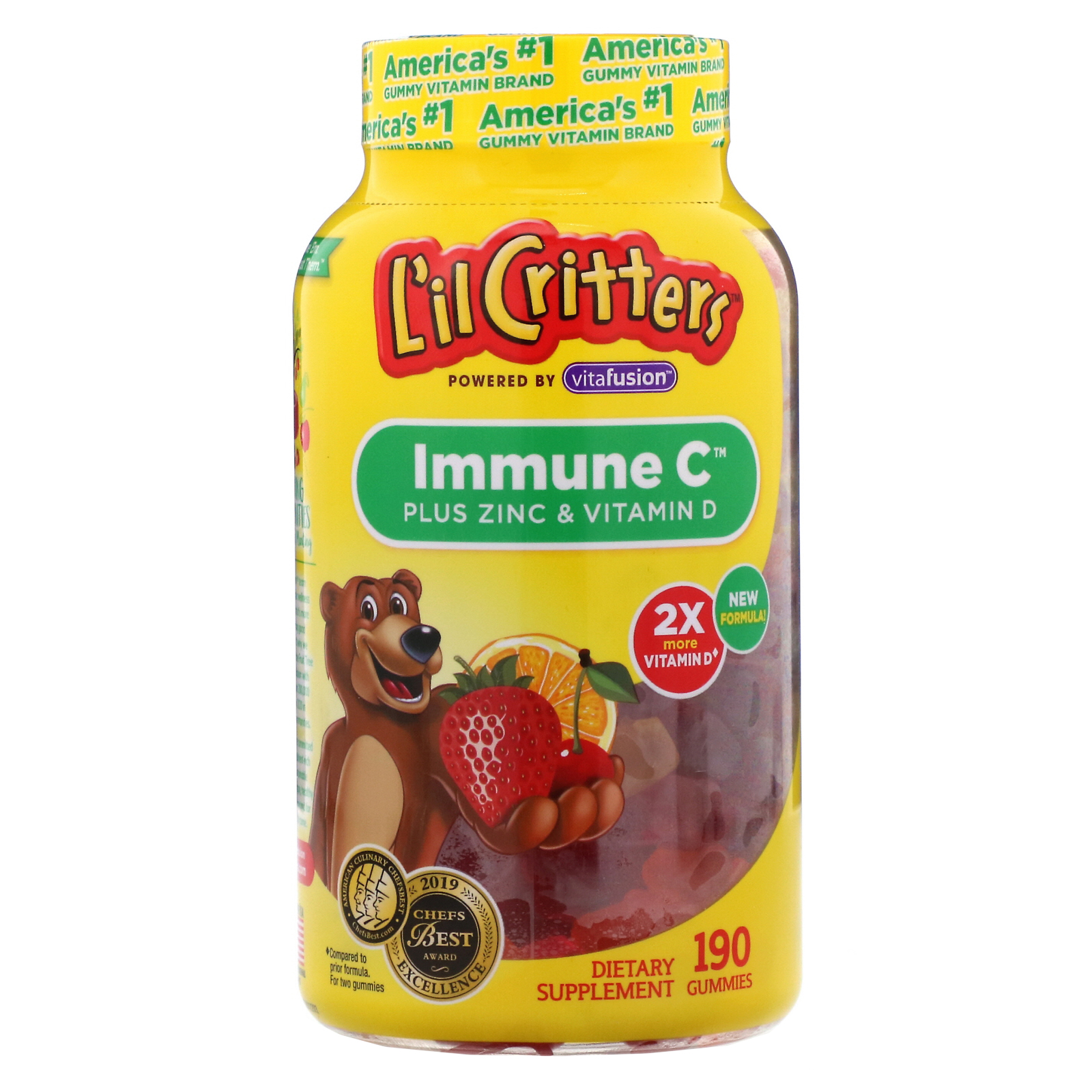 L'il Critters, Immune C Mais Zinco e Vitamina D, 190 Balas de Goma