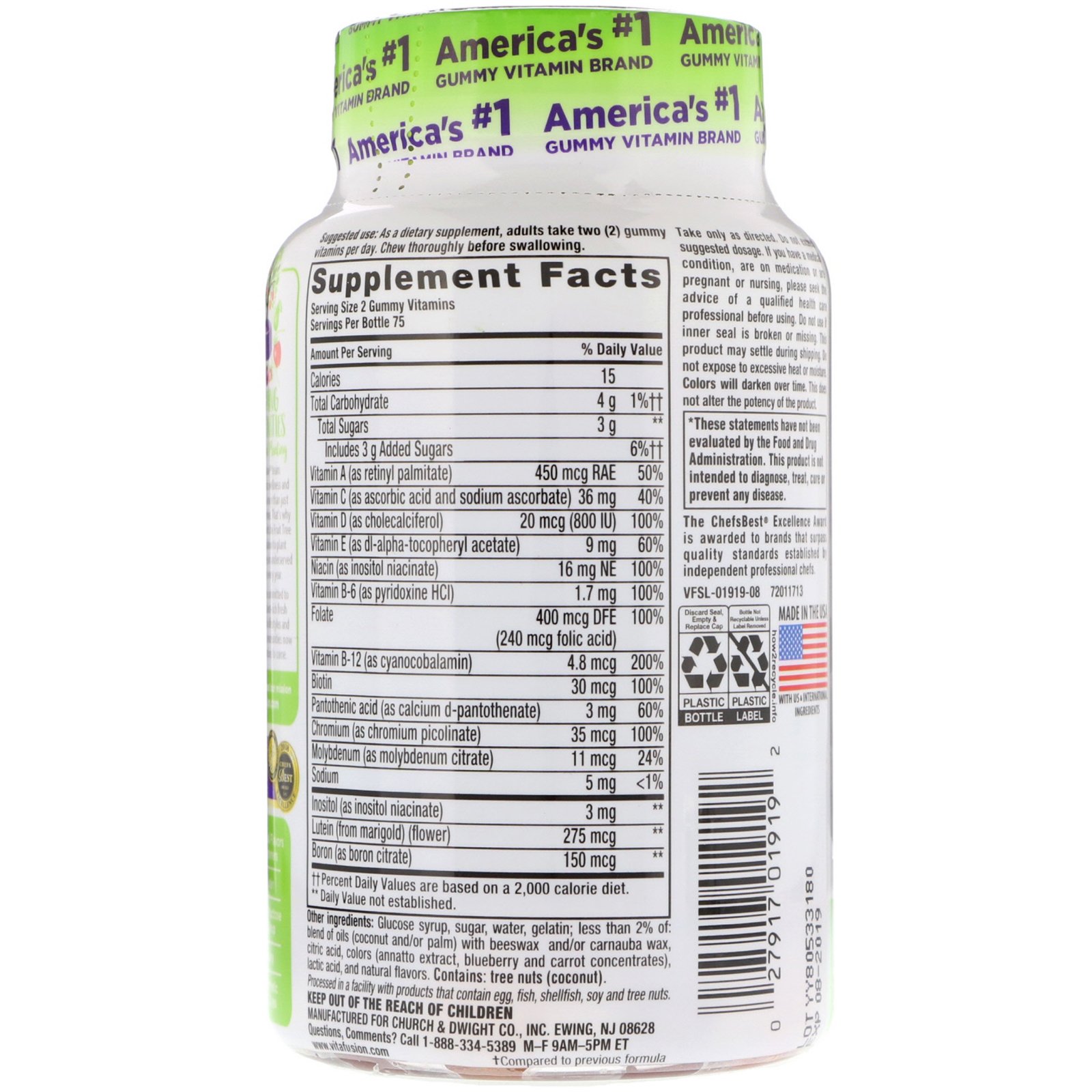 VitaFusion, MultiVites, Natural Berry, Peach & Orange Flavor, 150 Gummies - Imagem 2