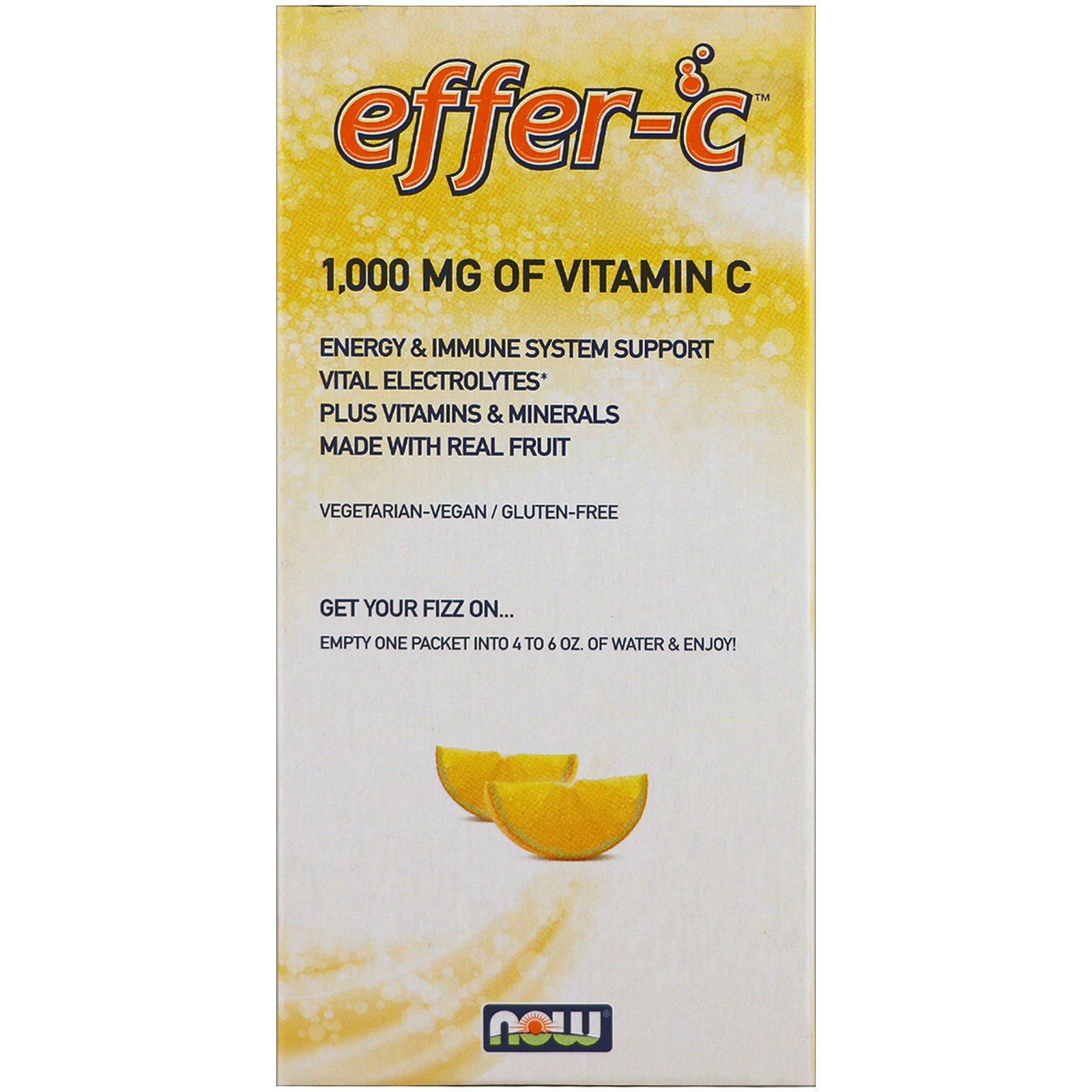 Now Foods, Effer-C, Effervescent Drink Mix, Orange, 30 Packets, 7.5 g Each - Imagem 3
