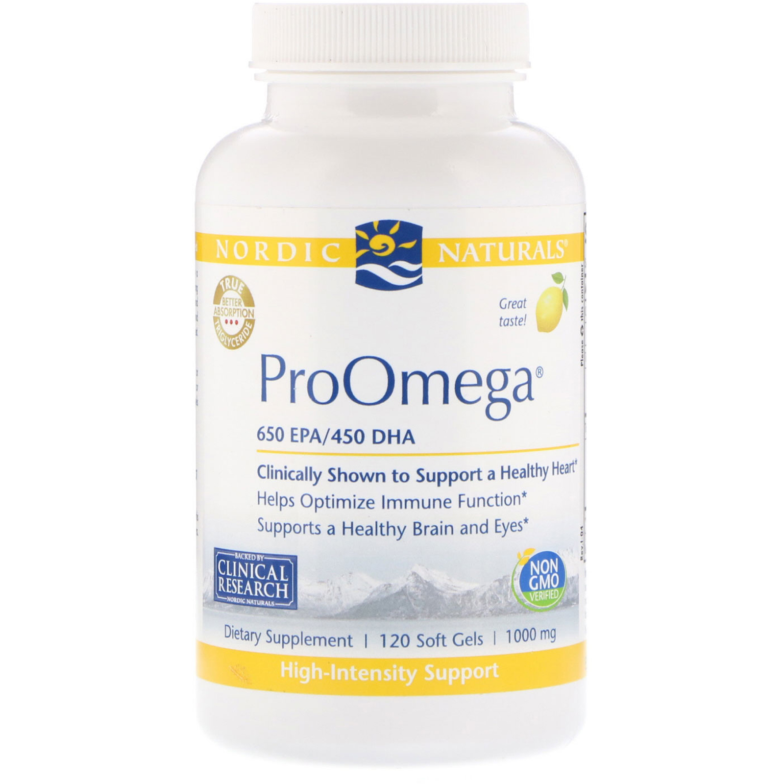 Nordic Naturals, ProOmega, Limão, 1.000 mg, 120 Cápsulas Softgel